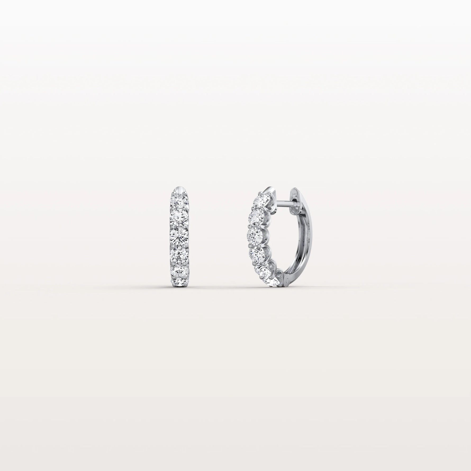 0.93CTW Lab Diamond Half Eternity Huggie Earring In 14K Solid Gold/Platinum - Earrings