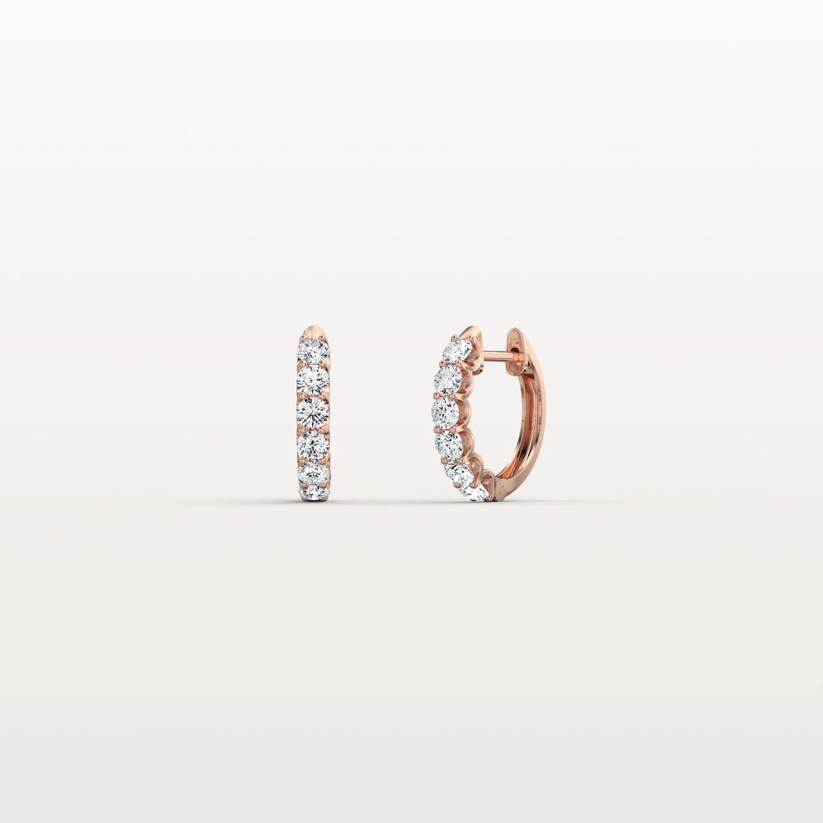 0.93CTW Lab Diamond Half Eternity Huggie Earring In 14K Solid Gold/Platinum - Earrings