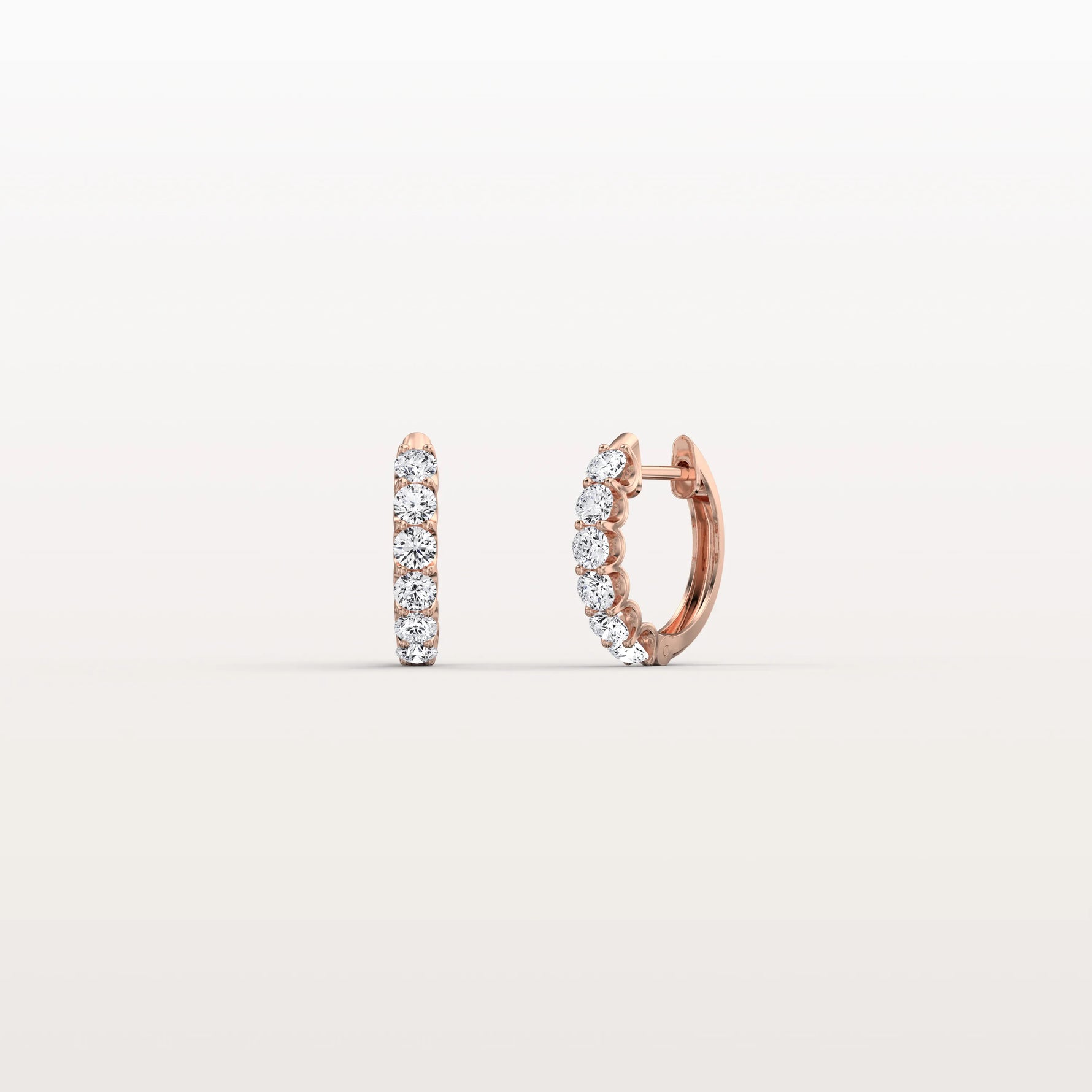 0.93CTW Lab Diamond Half Eternity Huggie Earring In 14K Solid Gold/Platinum - Earrings
