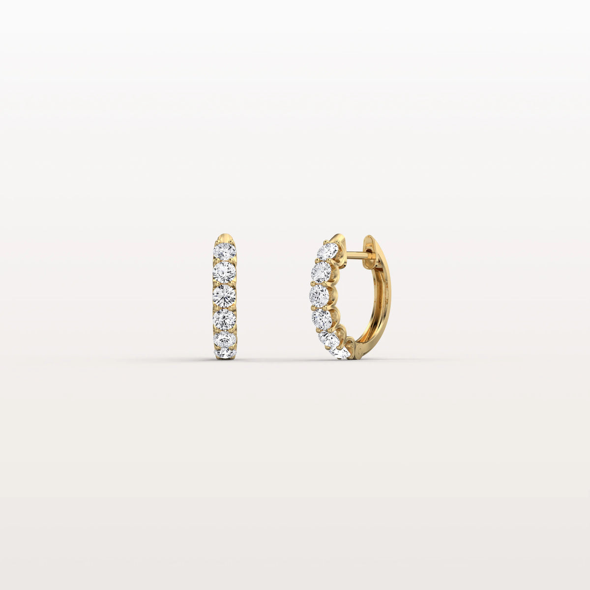 0.93CTW Lab Diamond Half Eternity Huggie Earring In 14K Solid Gold/Platinum - Earrings