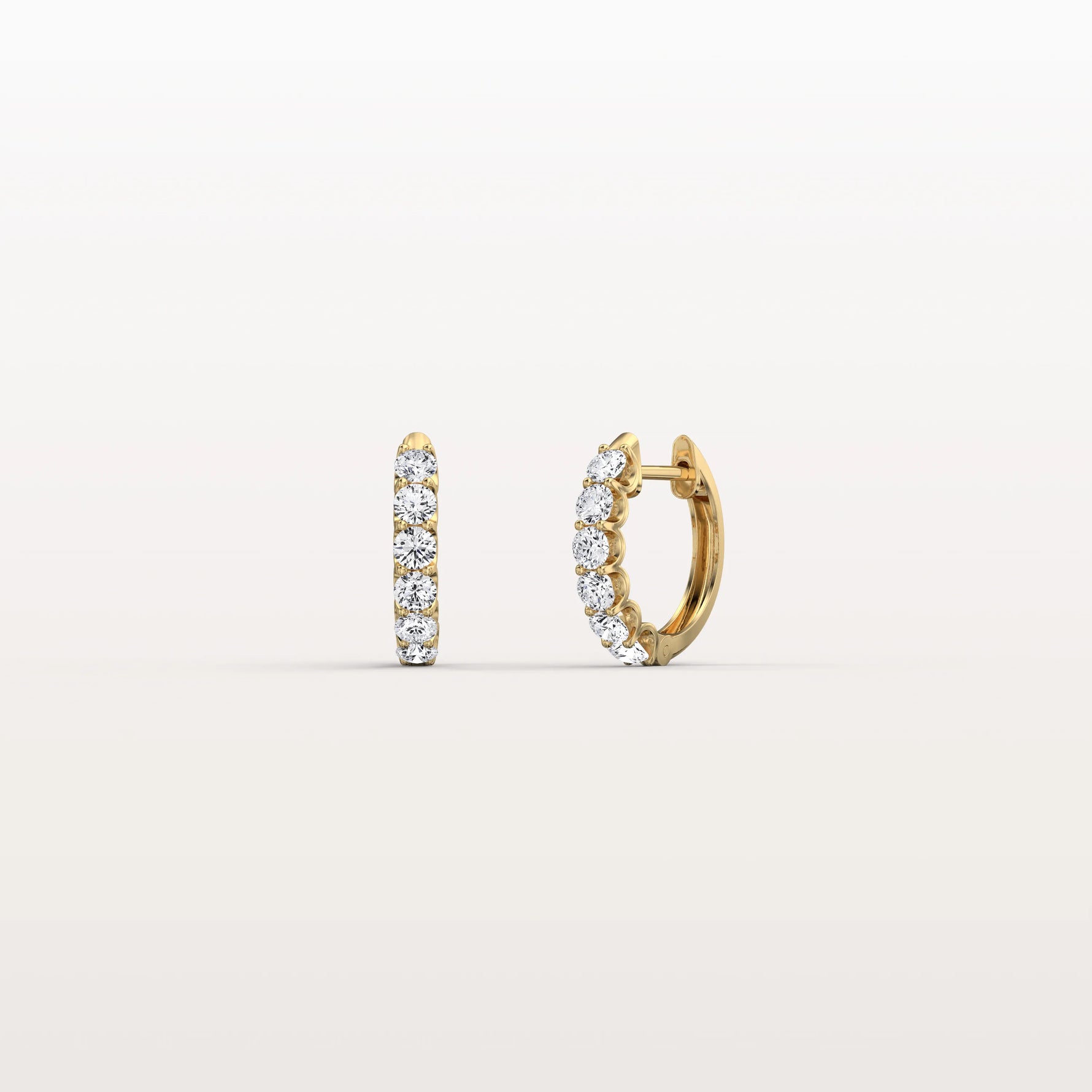 0.93CTW Lab Diamond Half Eternity Huggie Earring In 14K Solid Gold/Platinum - Earrings