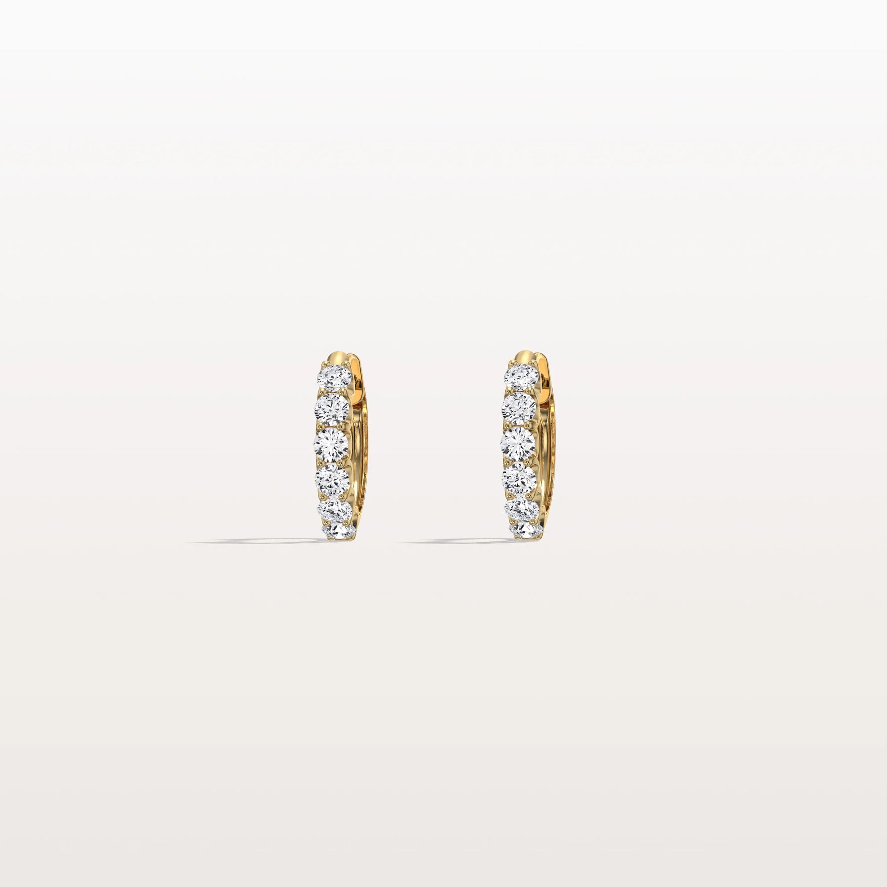 0.93CTW Lab Diamond Half Eternity Huggie Earring In 14K Solid Gold/Platinum - Earrings