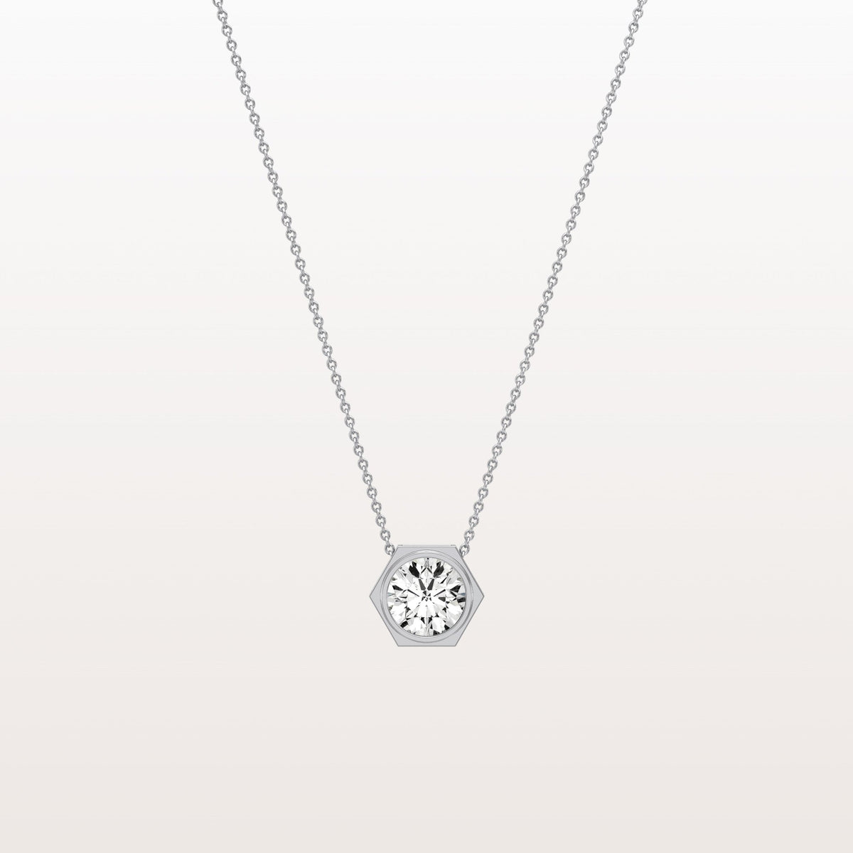 1CT Hexagon Lab Grown Diamond Necklace in 14K Solid Gold/Platinum - Necklaces