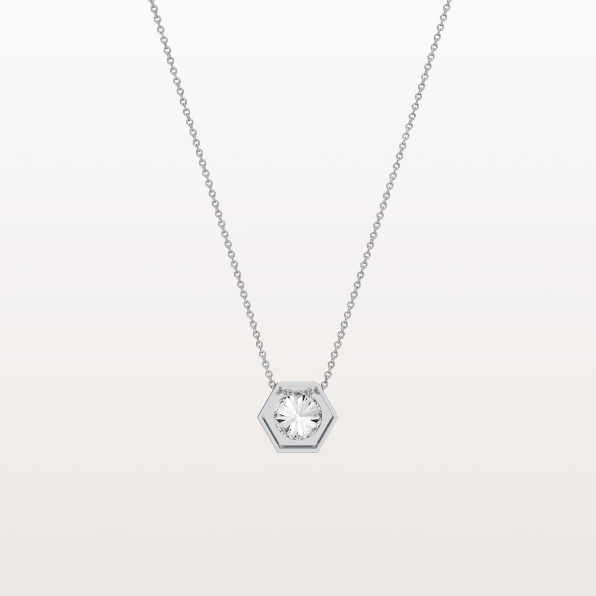 1CT Hexagon Lab Grown Diamond Necklace in 14K Solid Gold/Platinum - Necklaces