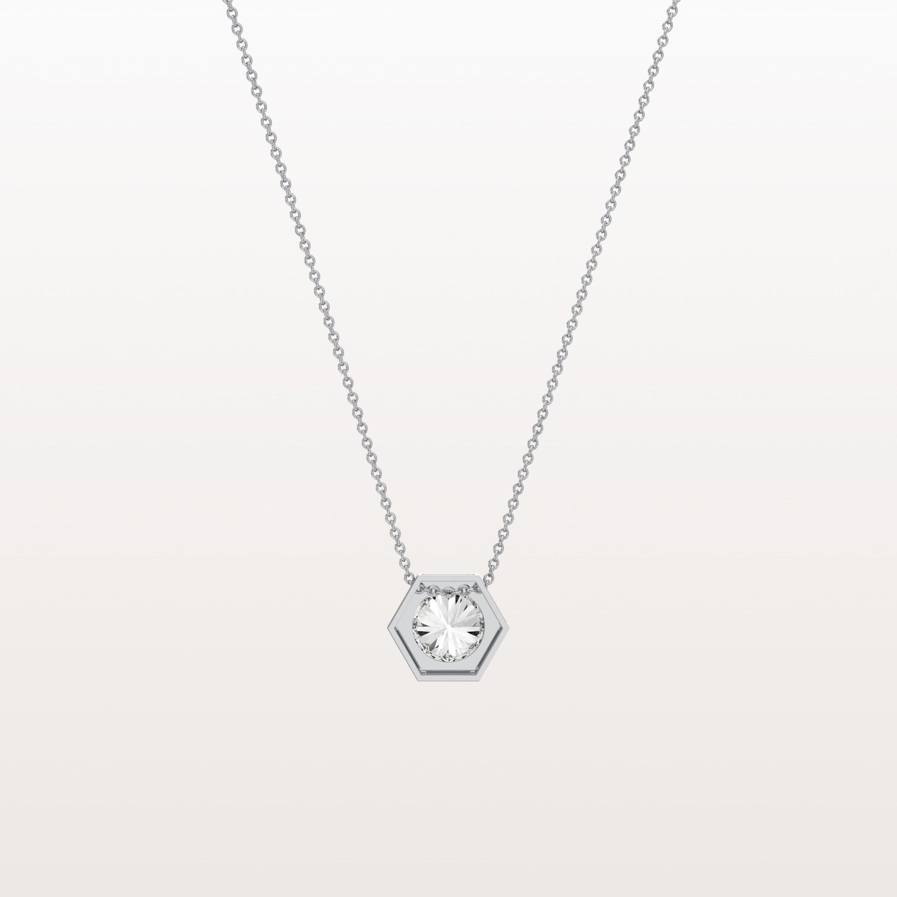 1CT Hexagon Lab Grown Diamond Necklace in 14K Solid Gold/Platinum - Necklaces