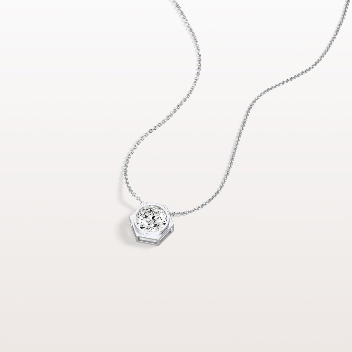 1CT Hexagon Lab Grown Diamond Necklace in 14K Solid Gold/Platinum - Necklaces