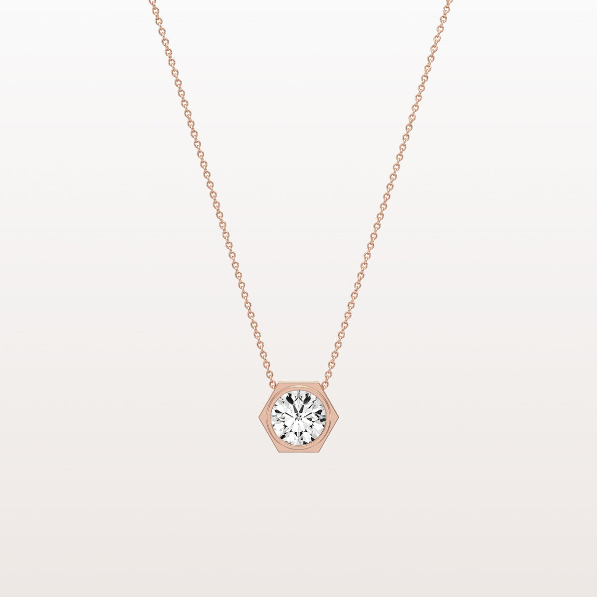 1CT Hexagon Lab Grown Diamond Necklace in 14K Solid Gold/Platinum - Necklaces