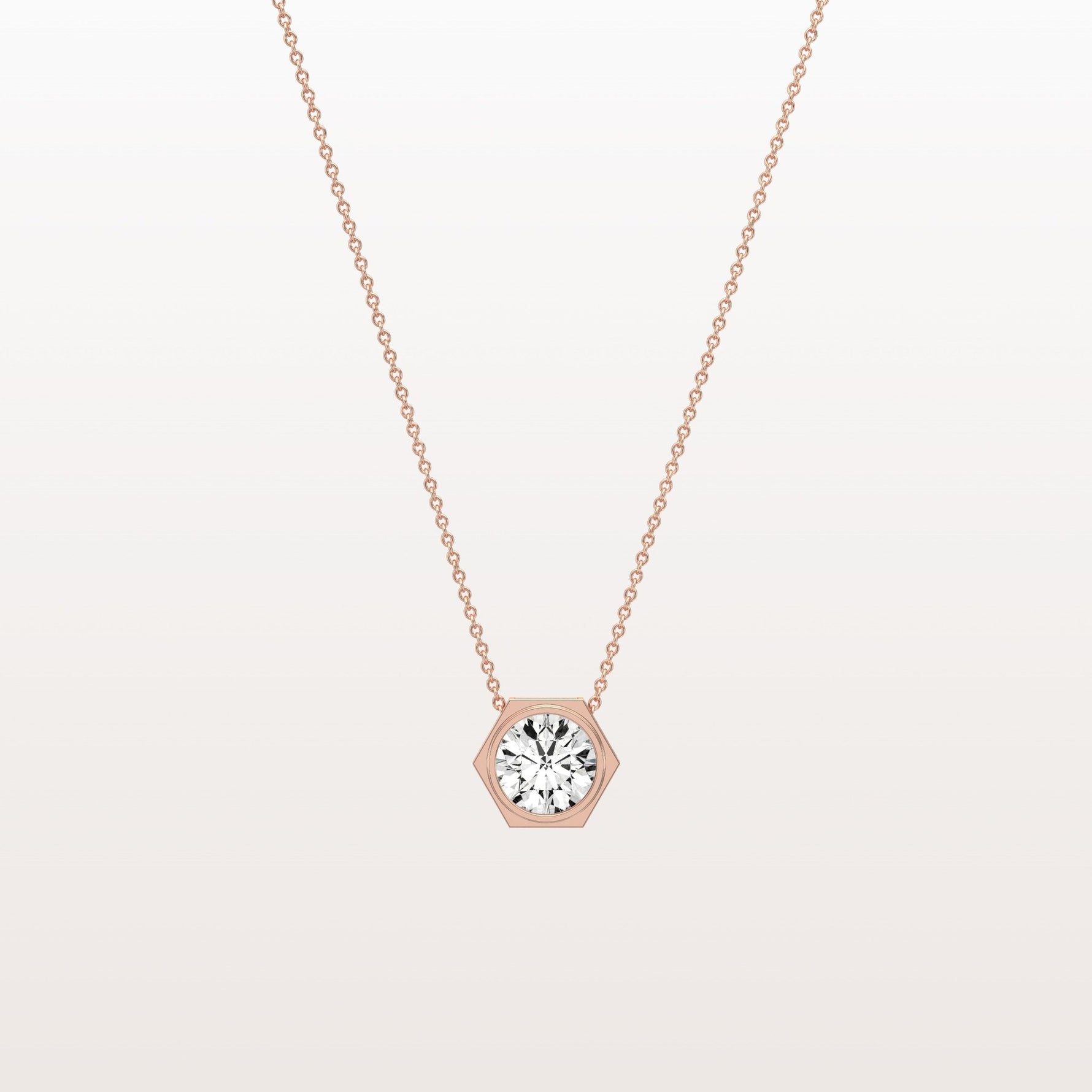 1CT Hexagon Lab Grown Diamond Necklace in 14K Solid Gold/Platinum - Necklaces