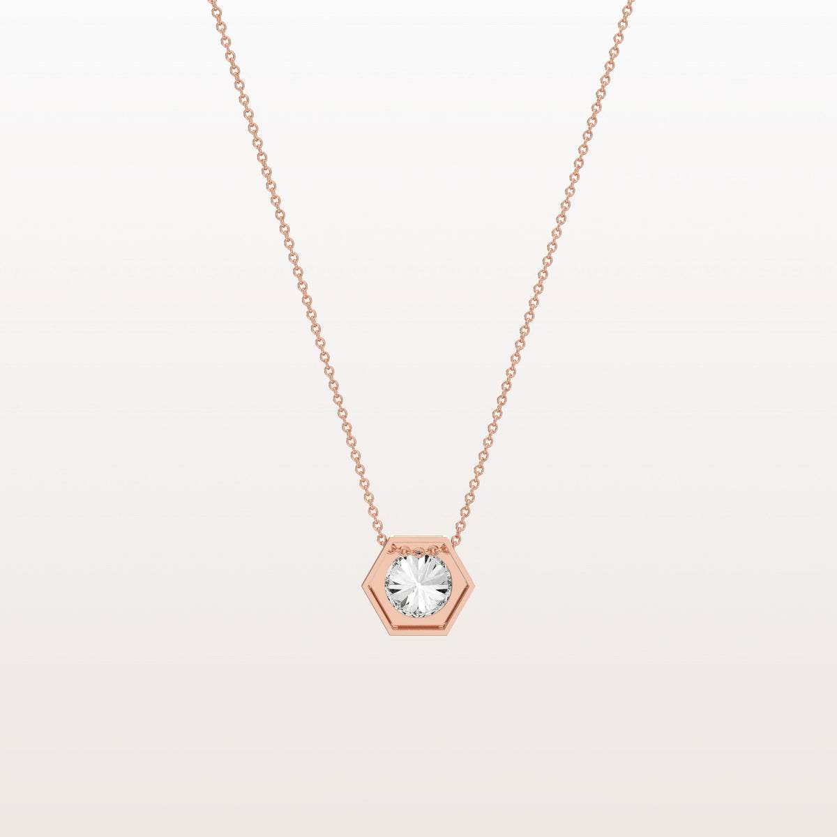 1CT Hexagon Lab Grown Diamond Necklace in 14K Solid Gold/Platinum - Necklaces