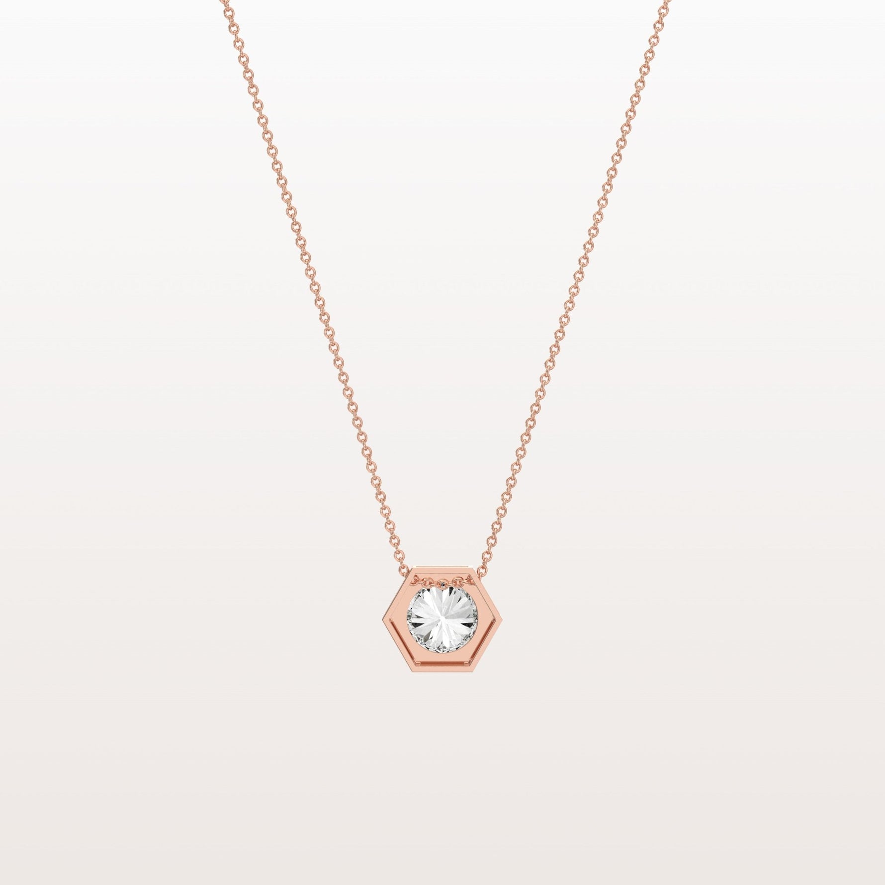 1CT Hexagon Lab Grown Diamond Necklace in 14K Solid Gold/Platinum - Necklaces