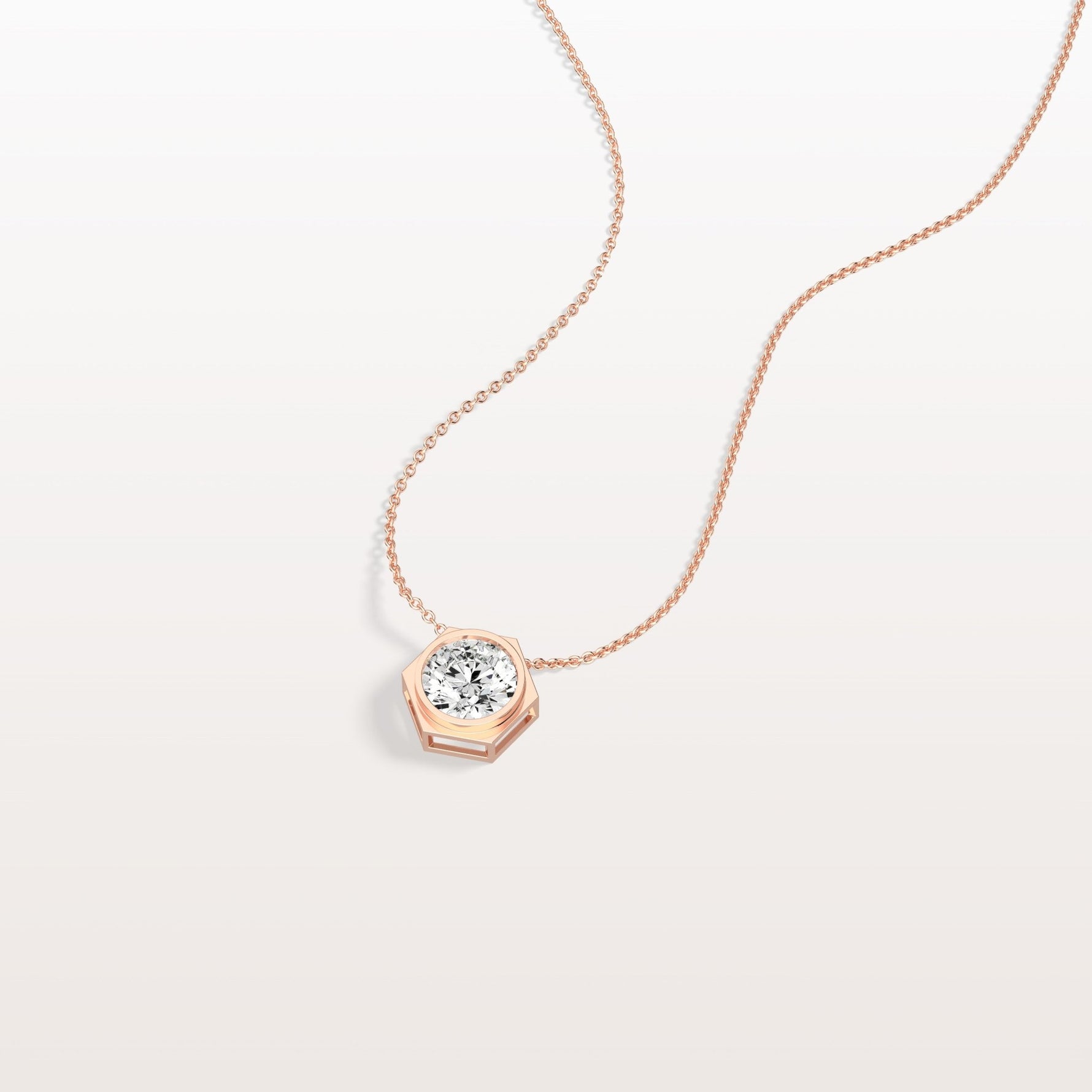 1CT Hexagon Lab Grown Diamond Necklace in 14K Solid Gold/Platinum - Necklaces