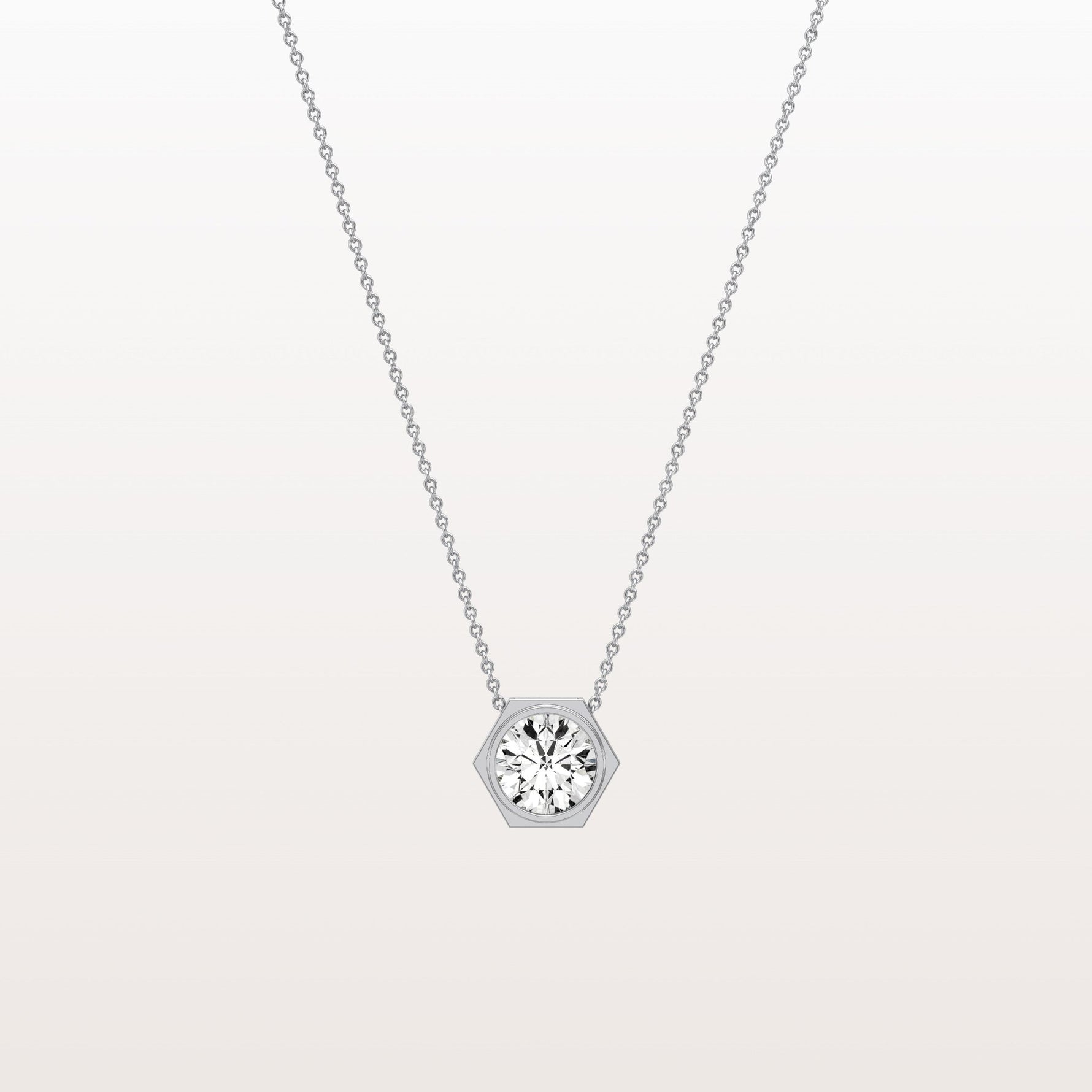 1CT Hexagon Lab Grown Diamond Necklace in 14K Solid Gold/Platinum - Necklaces