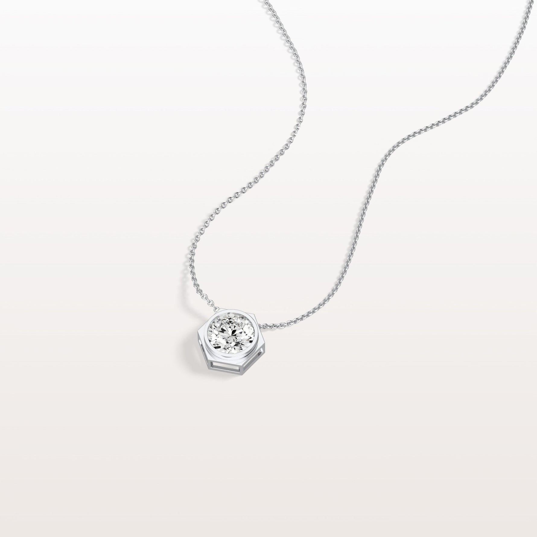 1CT Hexagon Lab Grown Diamond Necklace in 14K Solid Gold/Platinum - Necklaces