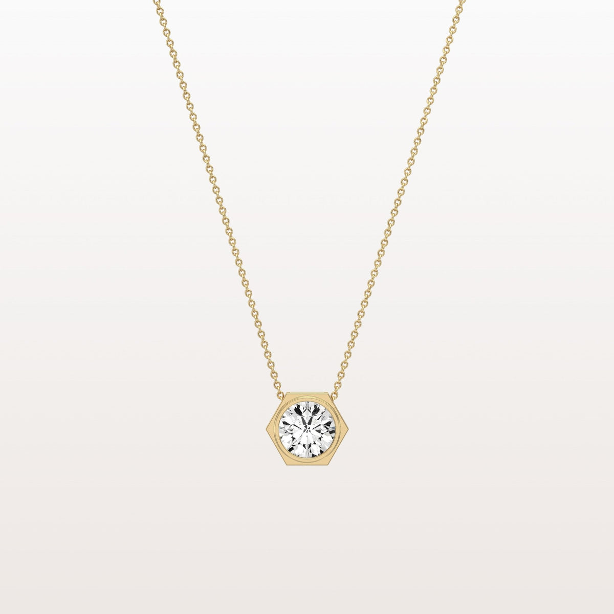 1CT Hexagon Lab Grown Diamond Necklace in 14K Solid Gold/Platinum - Necklaces