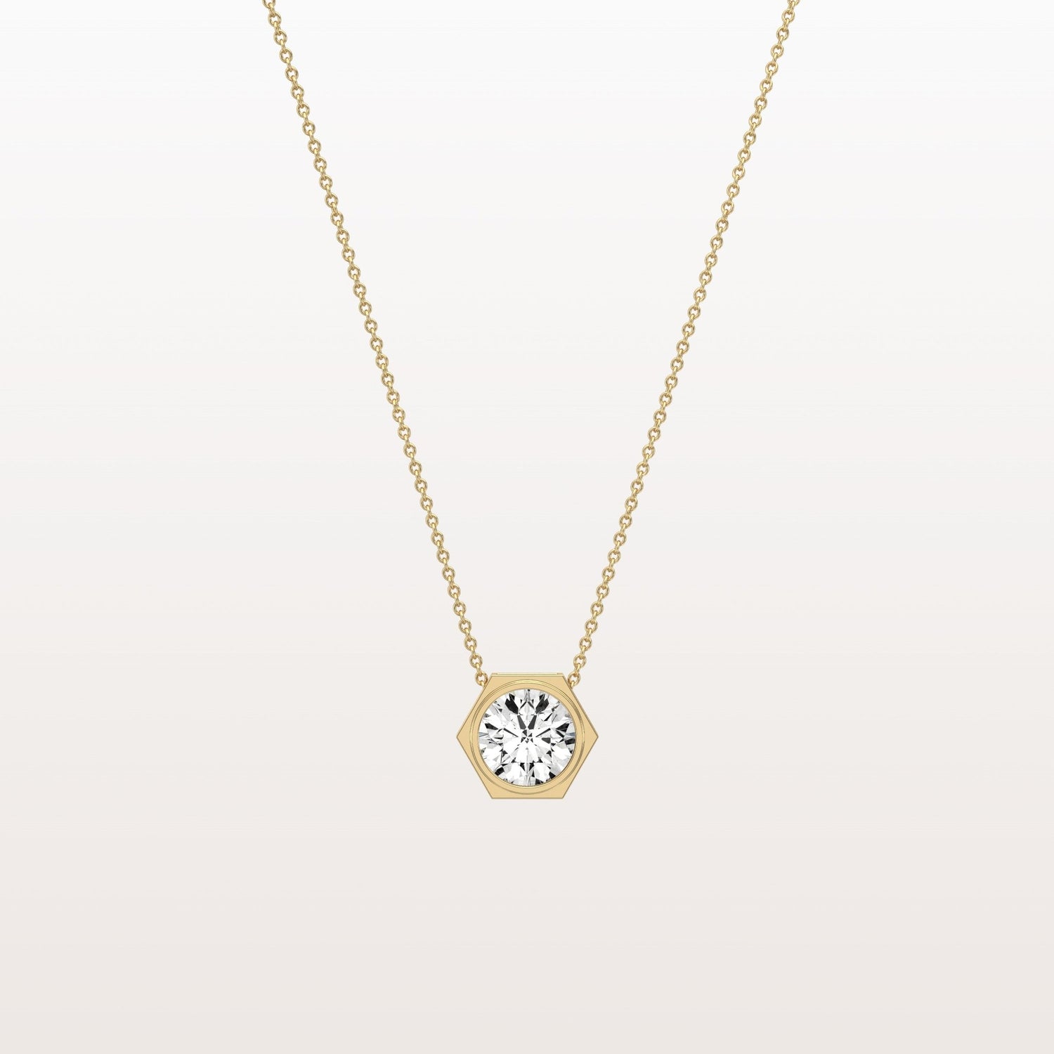 1CT Hexagon Lab Grown Diamond Necklace in 14K Solid Gold/Platinum - Necklaces