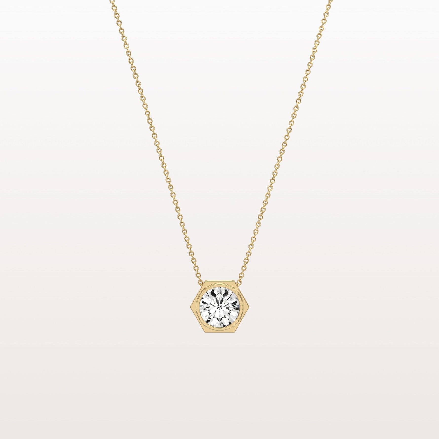 1CT Hexagon Lab Grown Diamond Necklace in 14K Solid Gold/Platinum - Necklaces