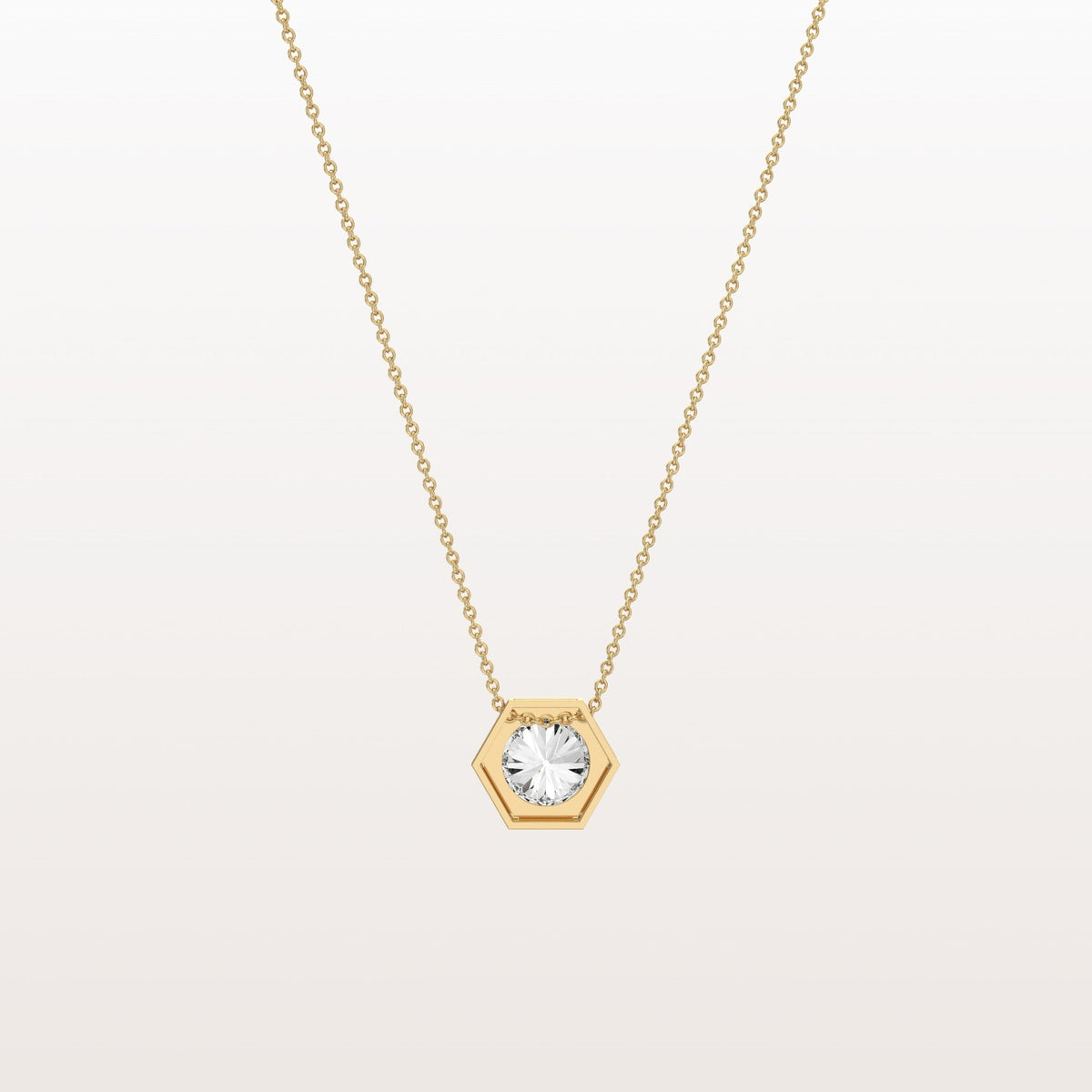 1CT Hexagon Lab Grown Diamond Necklace in 14K Solid Gold/Platinum - Necklaces