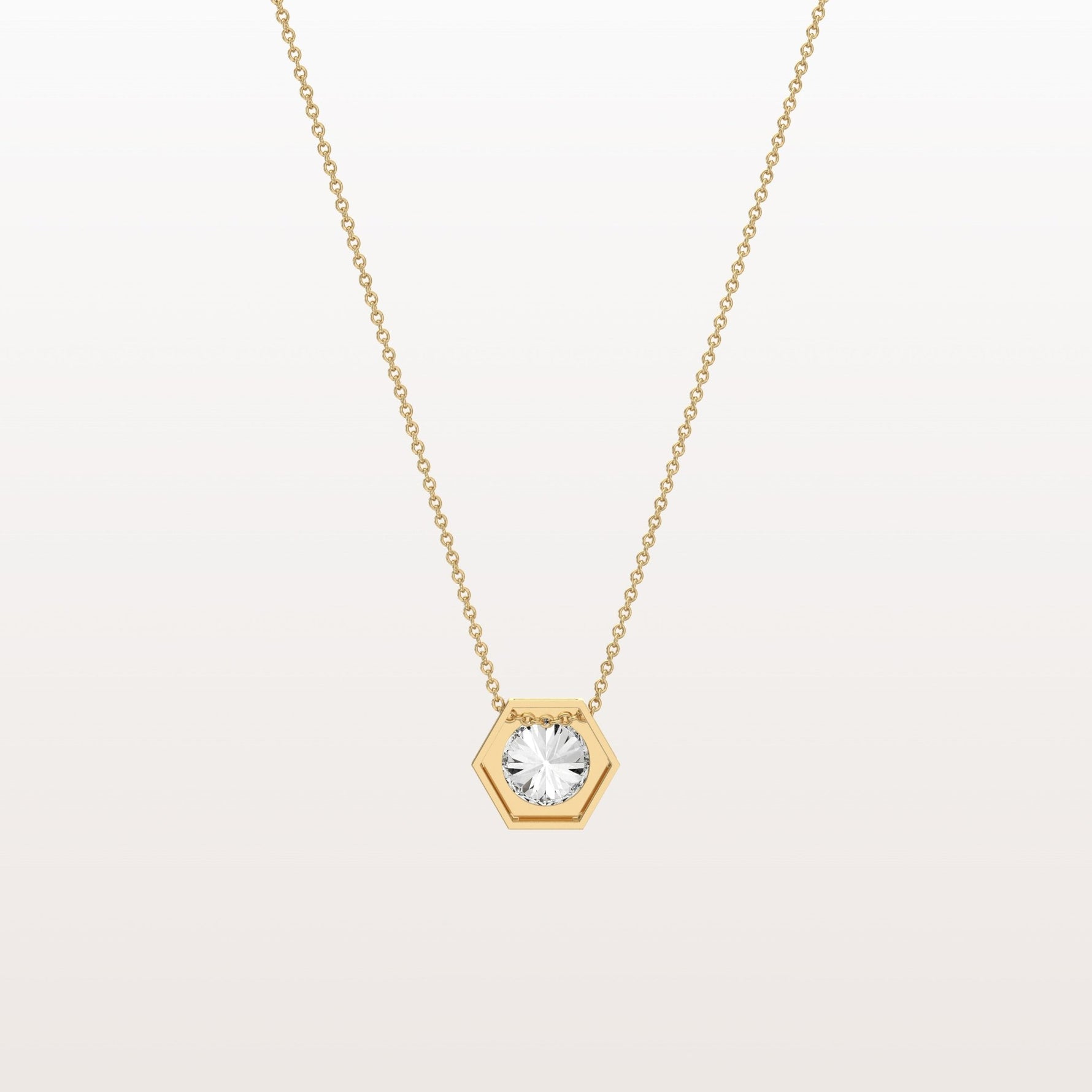 1CT Hexagon Lab Grown Diamond Necklace in 14K Solid Gold/Platinum - Necklaces