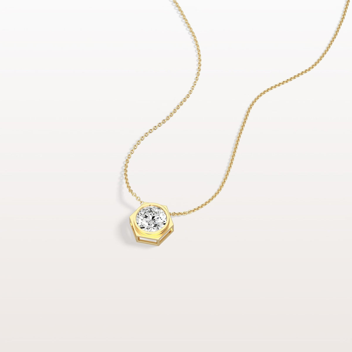 1CT Hexagon Lab Grown Diamond Necklace in 14K Solid Gold/Platinum - Necklaces