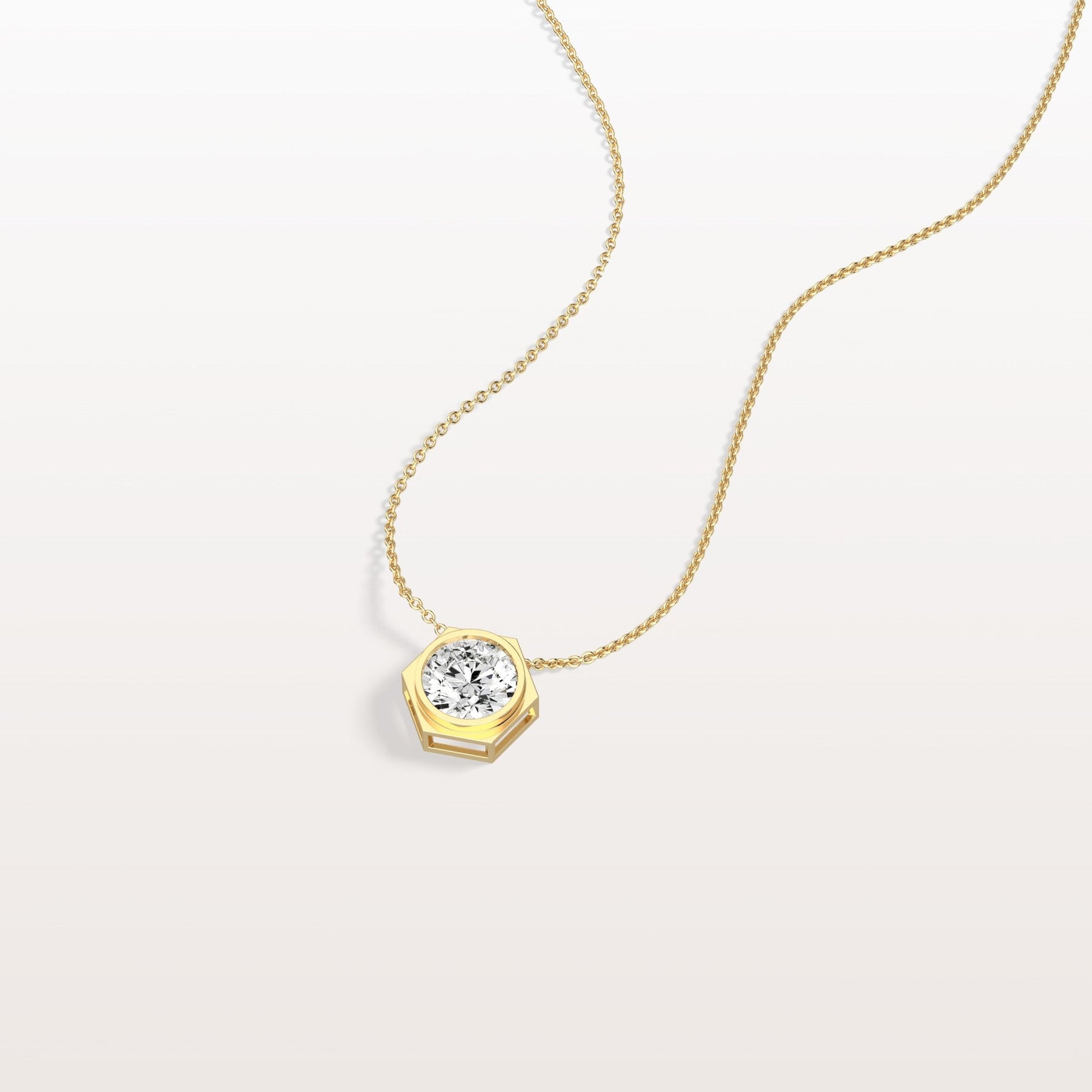1CT Hexagon Lab Grown Diamond Necklace in 14K Solid Gold/Platinum - Necklaces