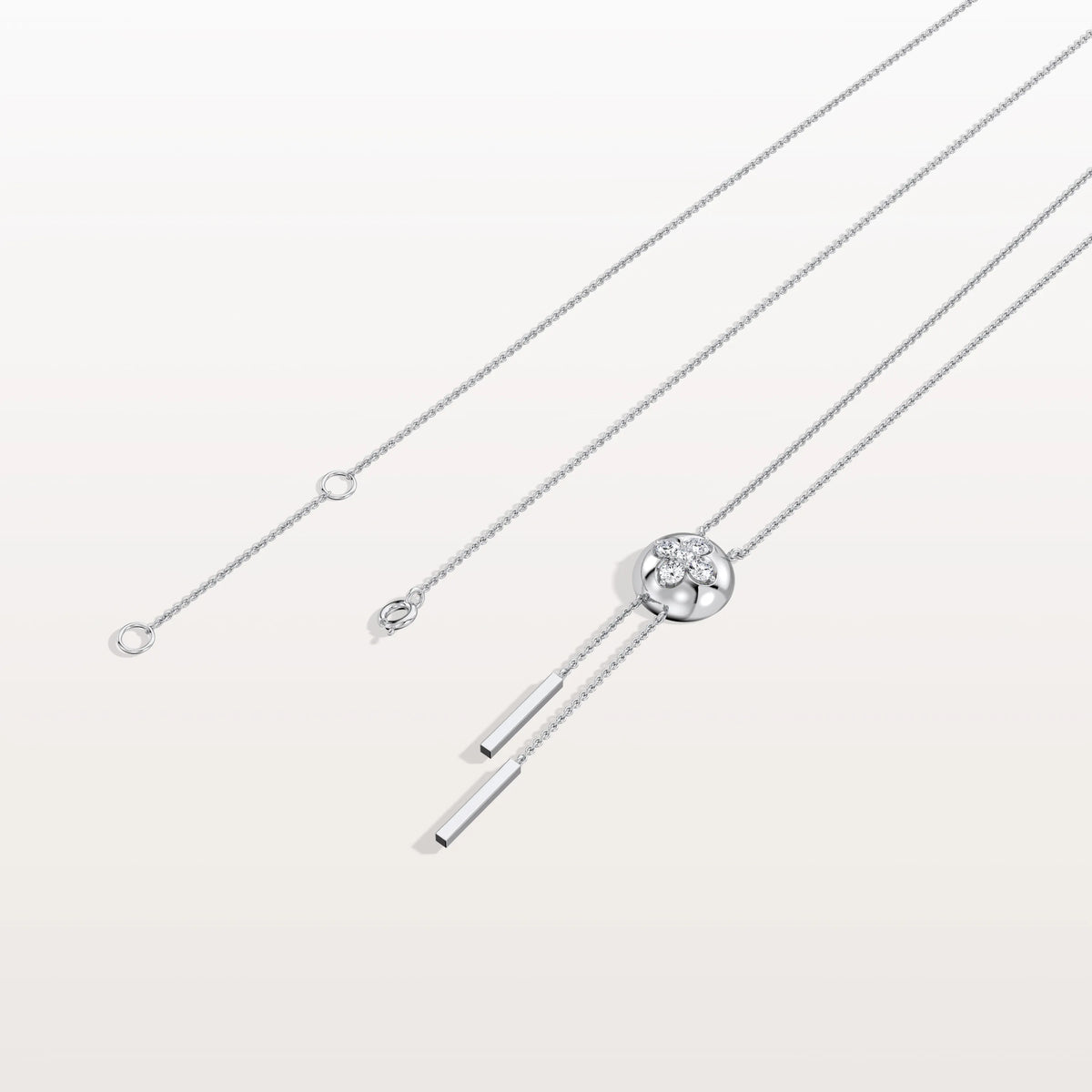 Lab Grown Diamond Ball Pendant Y Necklace In 14K Solid Gold/Platinum - Necklaces