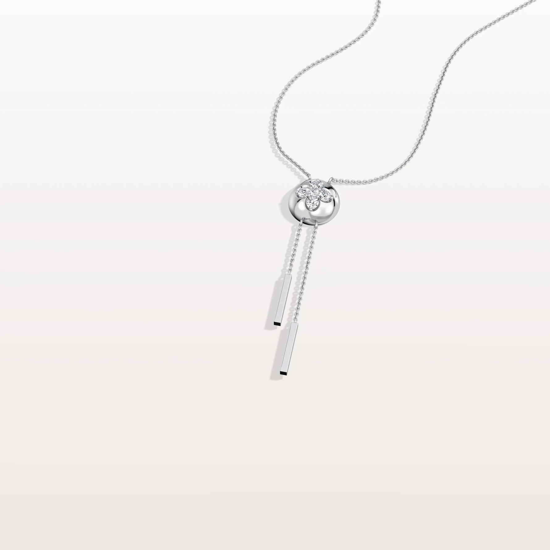 Lab Grown Diamond Ball Pendant Y Necklace In 14K Solid Gold/Platinum - Necklaces