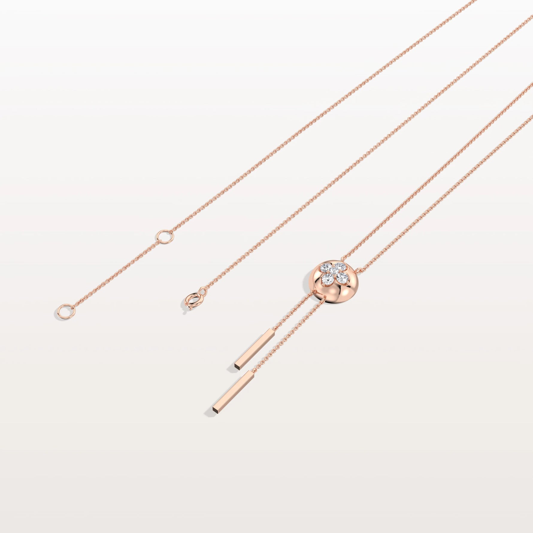 Lab Grown Diamond Ball Pendant Y Necklace In 14K Solid Gold/Platinum - Necklaces