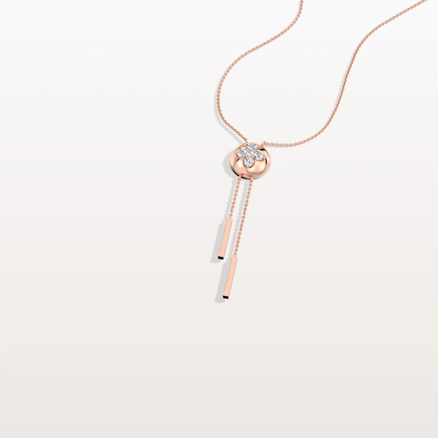 Lab Grown Diamond Ball Pendant Y Necklace In 14K Solid Gold/Platinum - Necklaces
