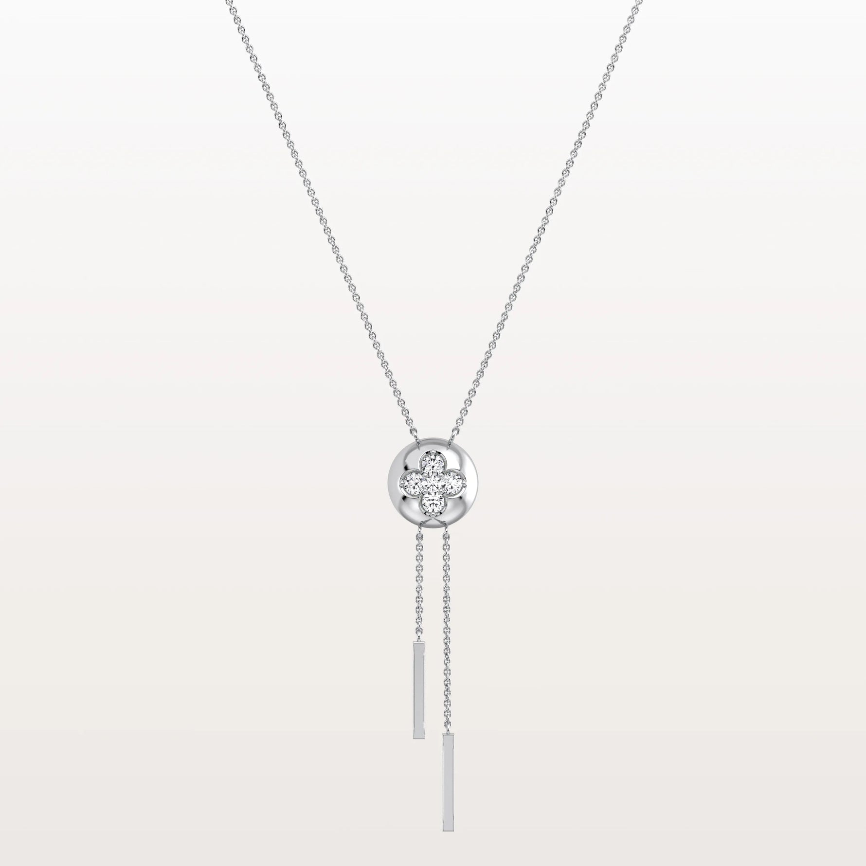 Lab Grown Diamond Ball Pendant Y Necklace In 14K Solid Gold/Platinum - Necklaces