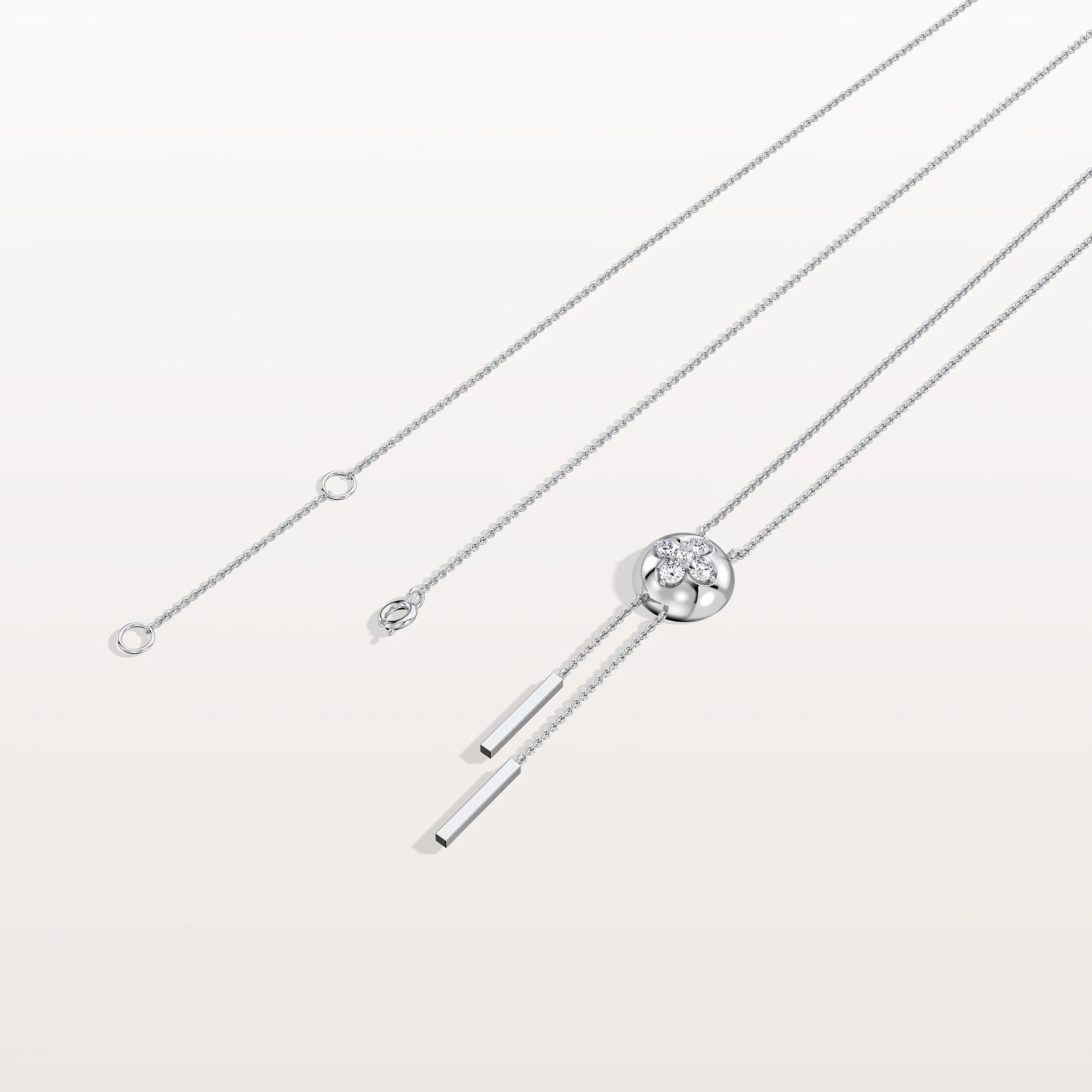 Lab Grown Diamond Ball Pendant Y Necklace In 14K Solid Gold/Platinum - Necklaces