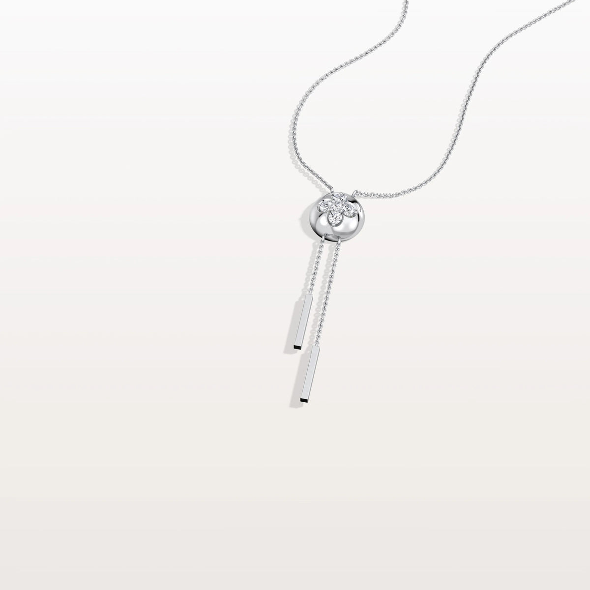 Lab Grown Diamond Ball Pendant Y Necklace In 14K Solid Gold/Platinum - Necklaces