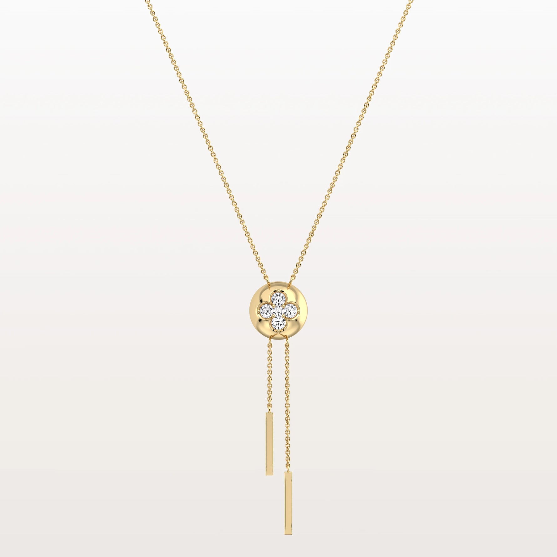Lab Grown Diamond Ball Pendant Y Necklace In 14K Solid Gold/Platinum - Necklaces