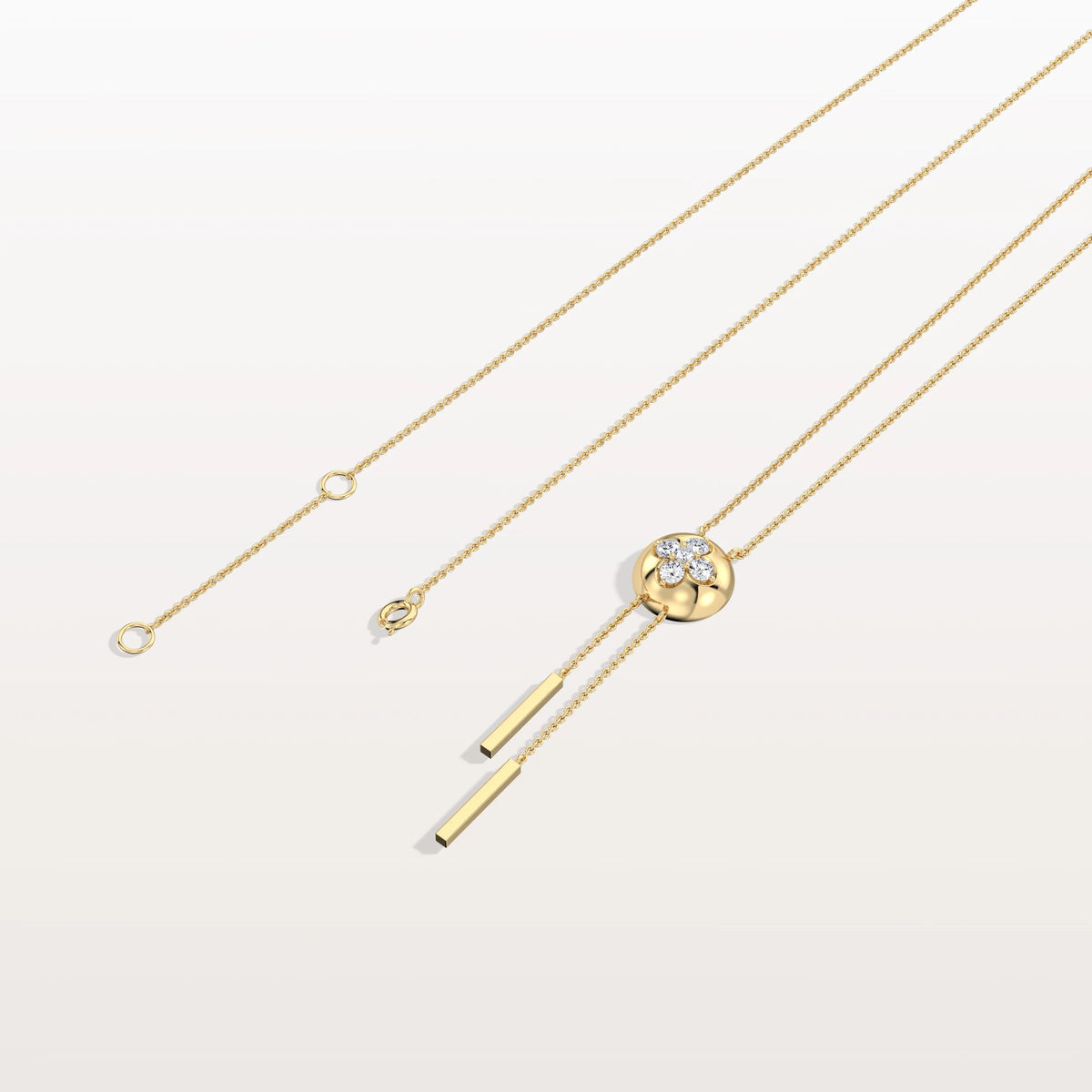 Lab Grown Diamond Ball Pendant Y Necklace In 14K Solid Gold/Platinum - Necklaces