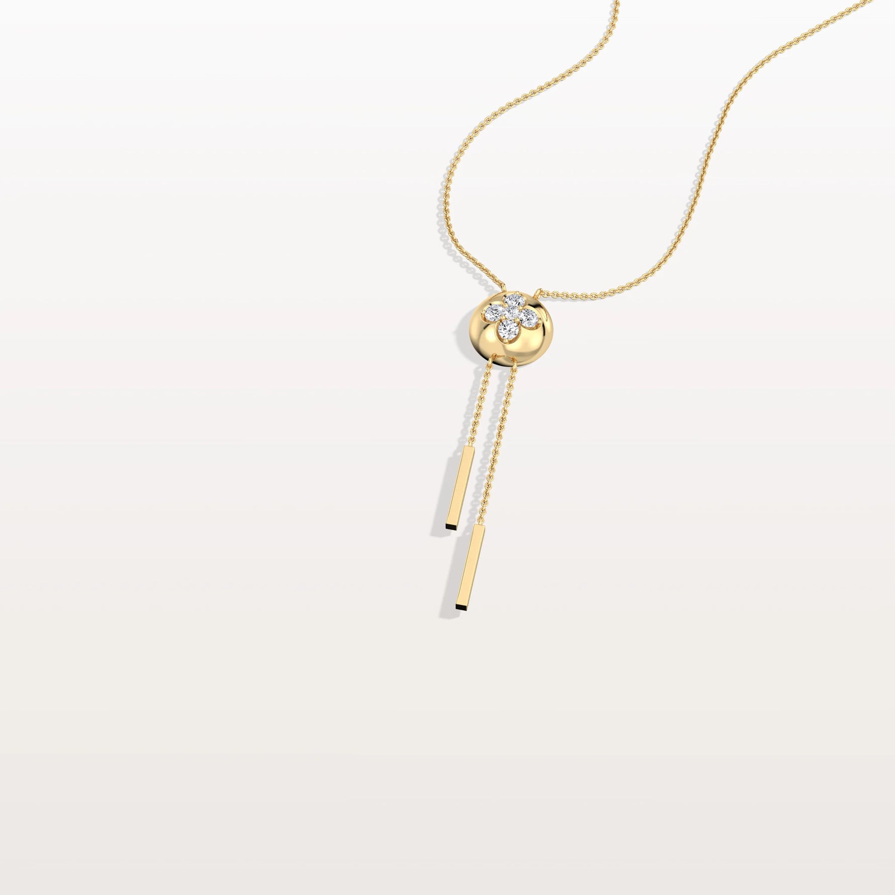 Lab Grown Diamond Ball Pendant Y Necklace In 14K Solid Gold/Platinum - Necklaces
