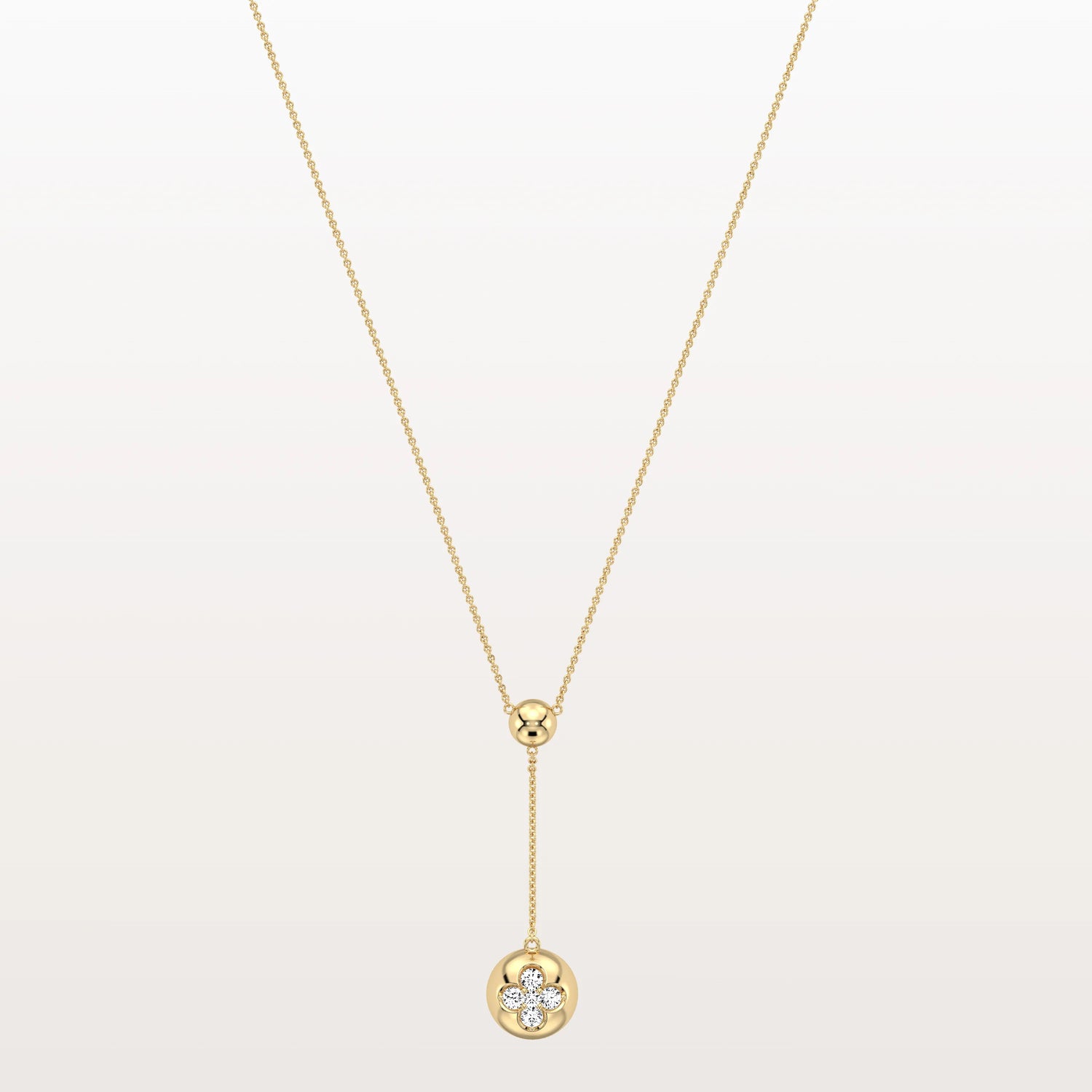 Lab Grown Diamond Ball Pendant Drop Necklace In 14K Solid Gold/Platinum - Necklaces