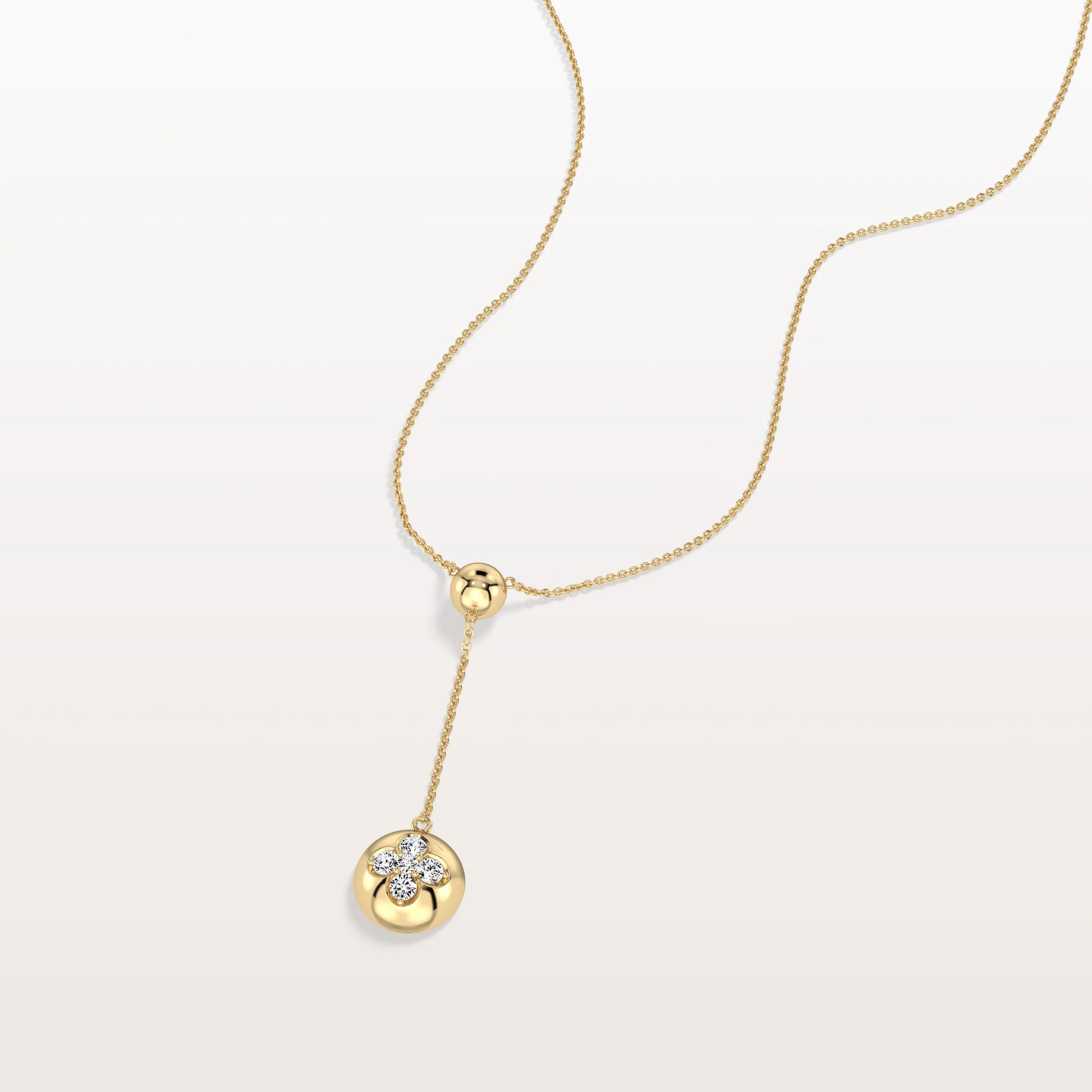 Lab Grown Diamond Ball Pendant Drop Necklace In 14K Solid Gold/Platinum - Necklaces