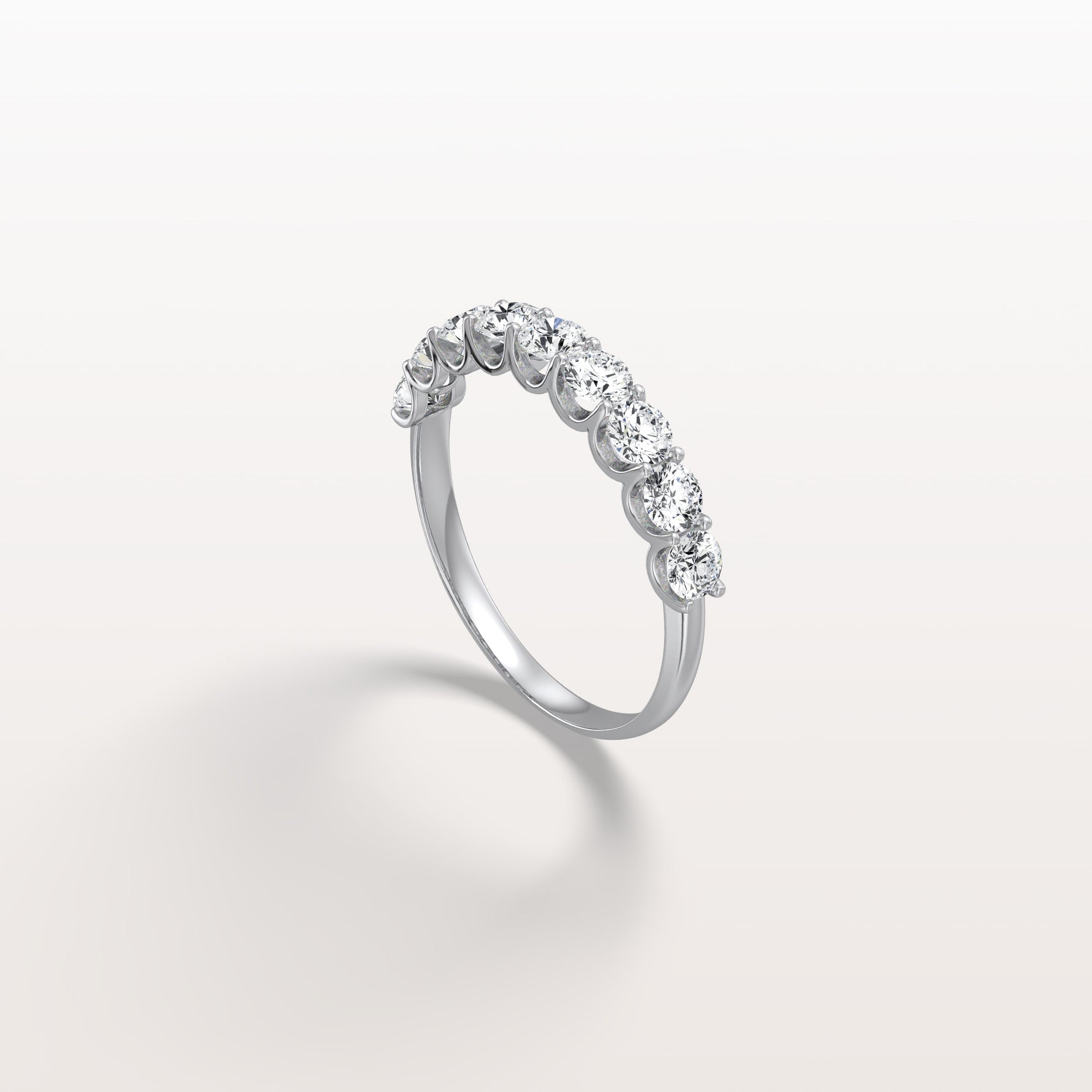 0.99CTW Lab Diamond U Prong Half Eternity Ring in 14K Solid Gold/Platinum - Rings