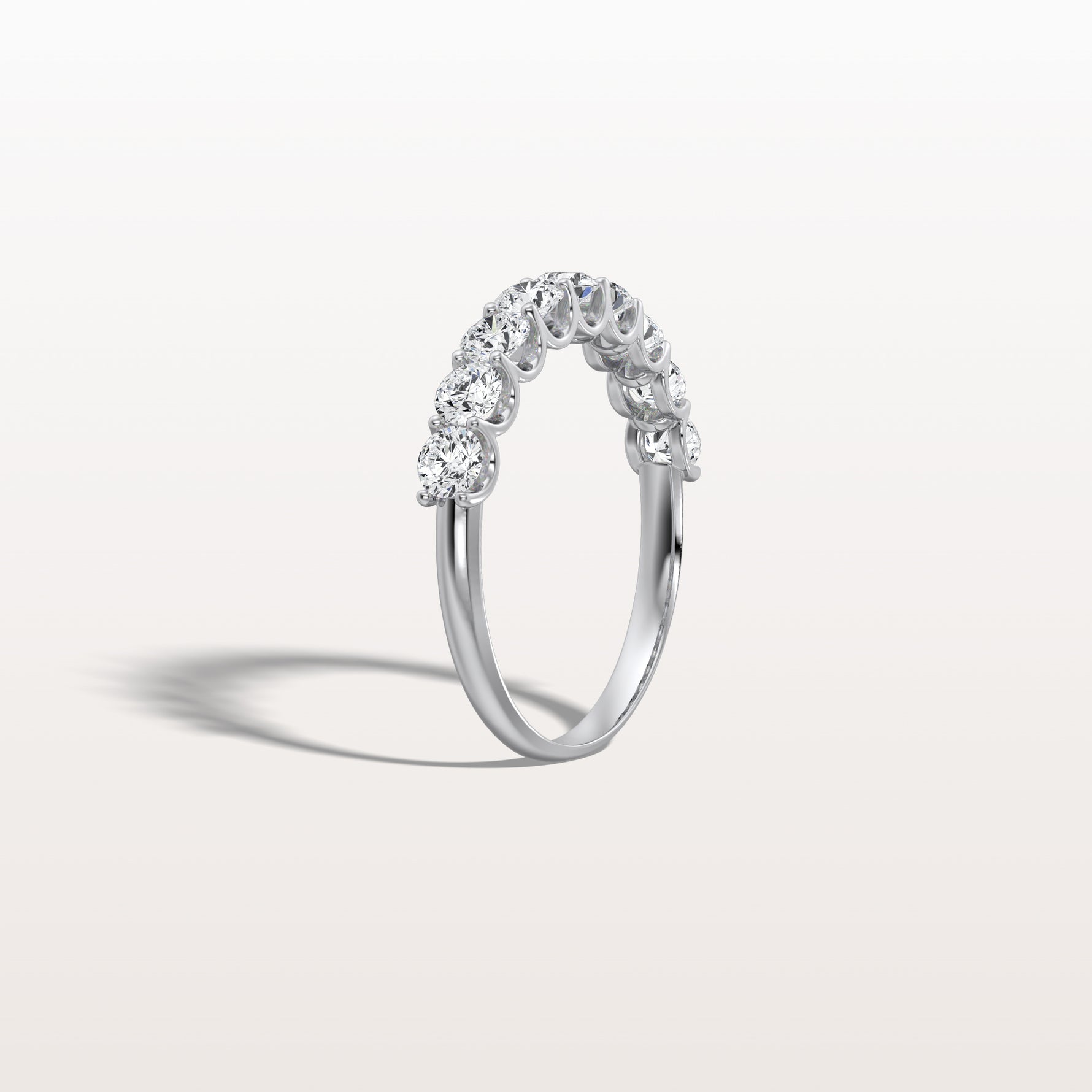 0.99CTW Lab Diamond U Prong Half Eternity Ring in 14K Solid Gold/Platinum - Rings