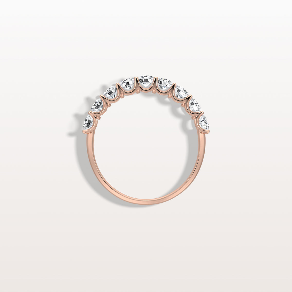 0.99CTW Lab Diamond U Prong Half Eternity Ring in 14K Solid Gold/Platinum - Rings