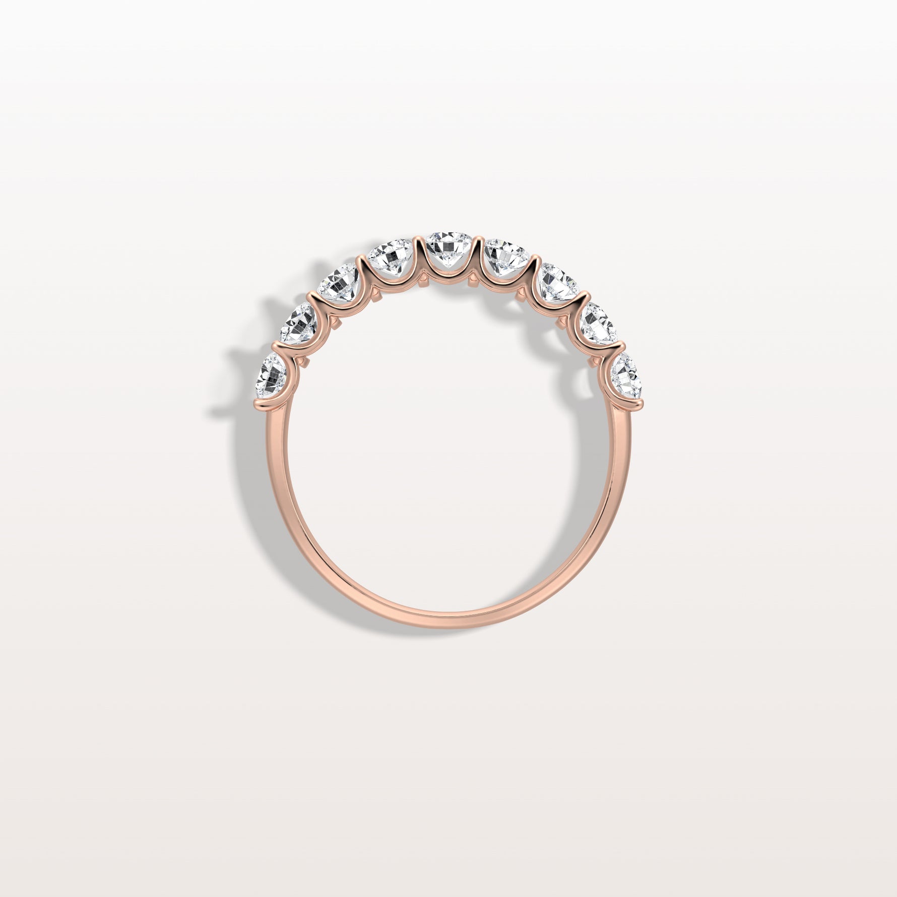 0.99CTW Lab Diamond U Prong Half Eternity Ring in 14K Solid Gold/Platinum - Rings