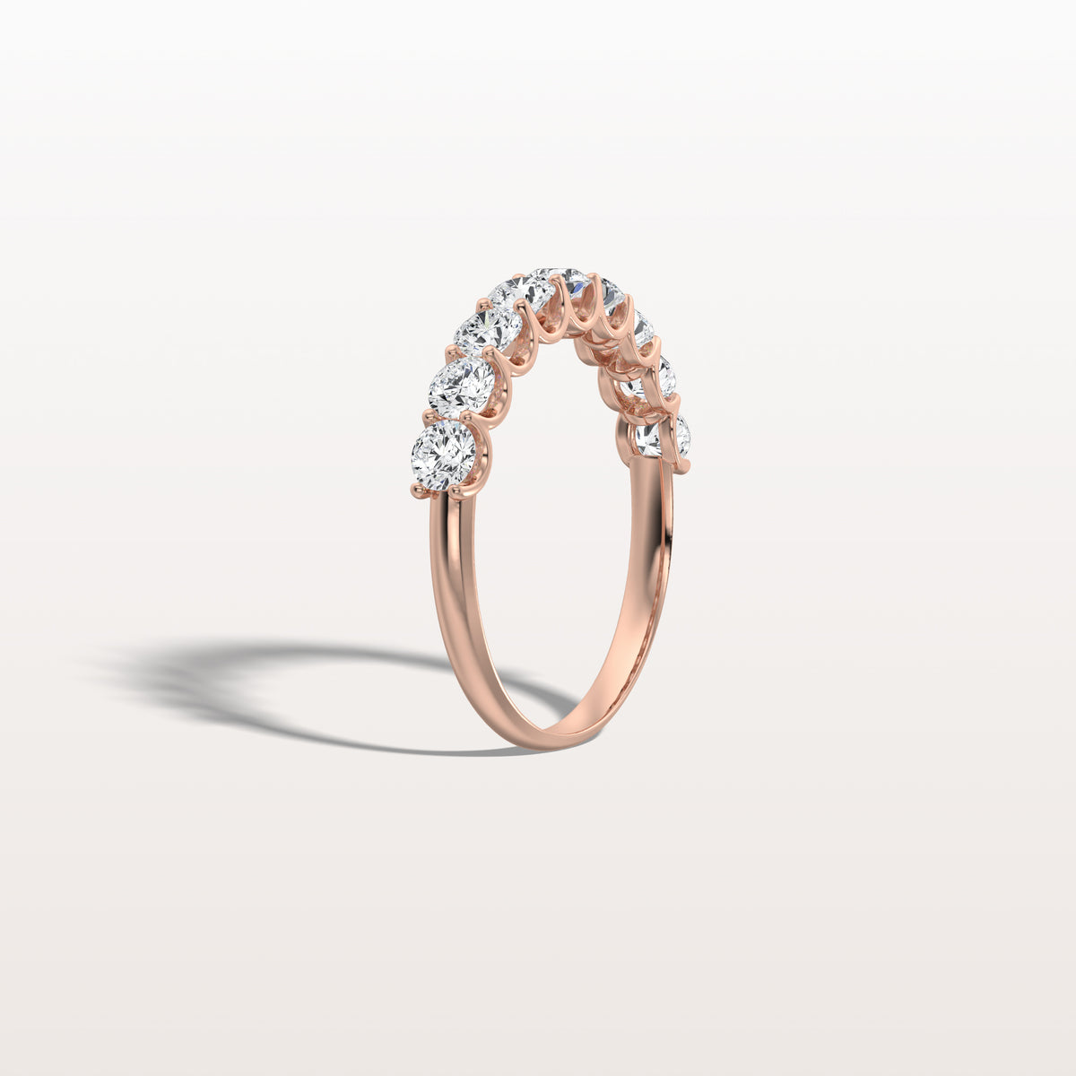 0.99CTW Lab Diamond U Prong Half Eternity Ring in 14K Solid Gold/Platinum - Rings