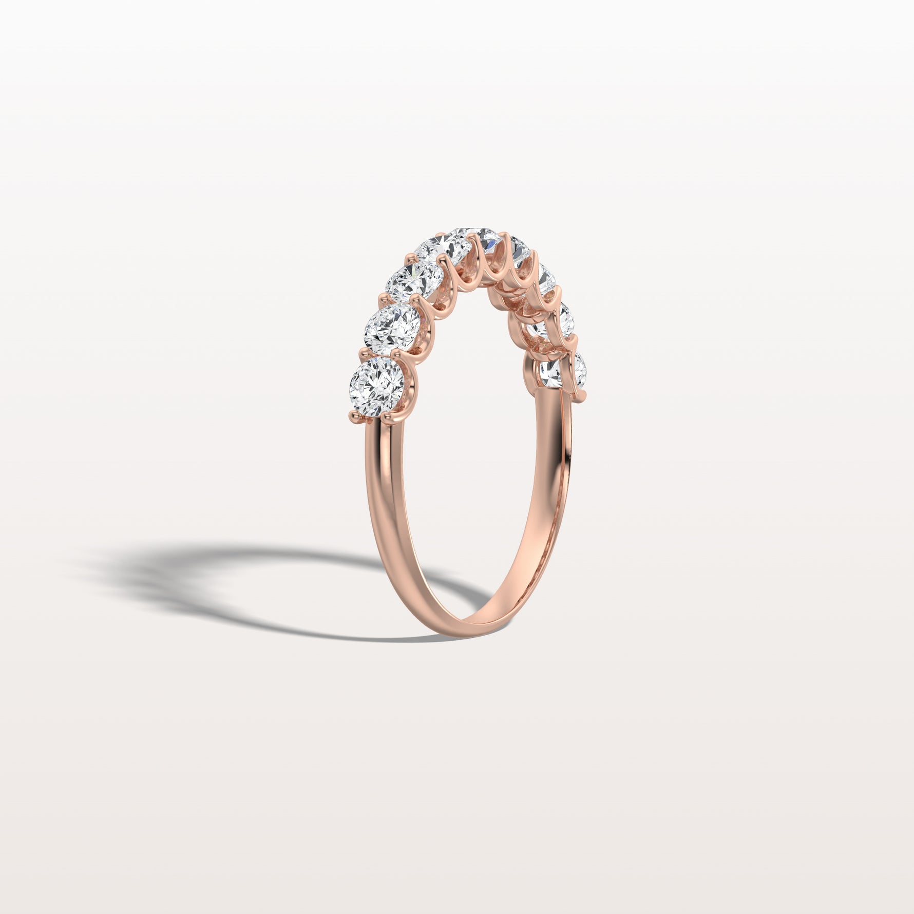 0.99CTW Lab Diamond U Prong Half Eternity Ring in 14K Solid Gold/Platinum - Rings