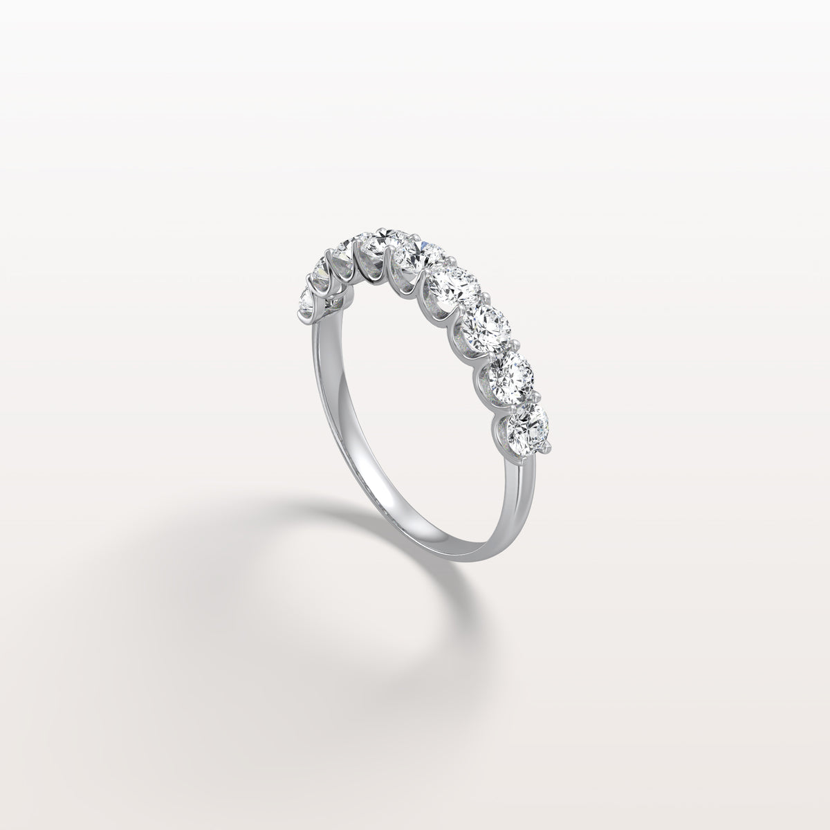 0.99CTW Lab Diamond U Prong Half Eternity Ring in 14K Solid Gold/Platinum - Rings