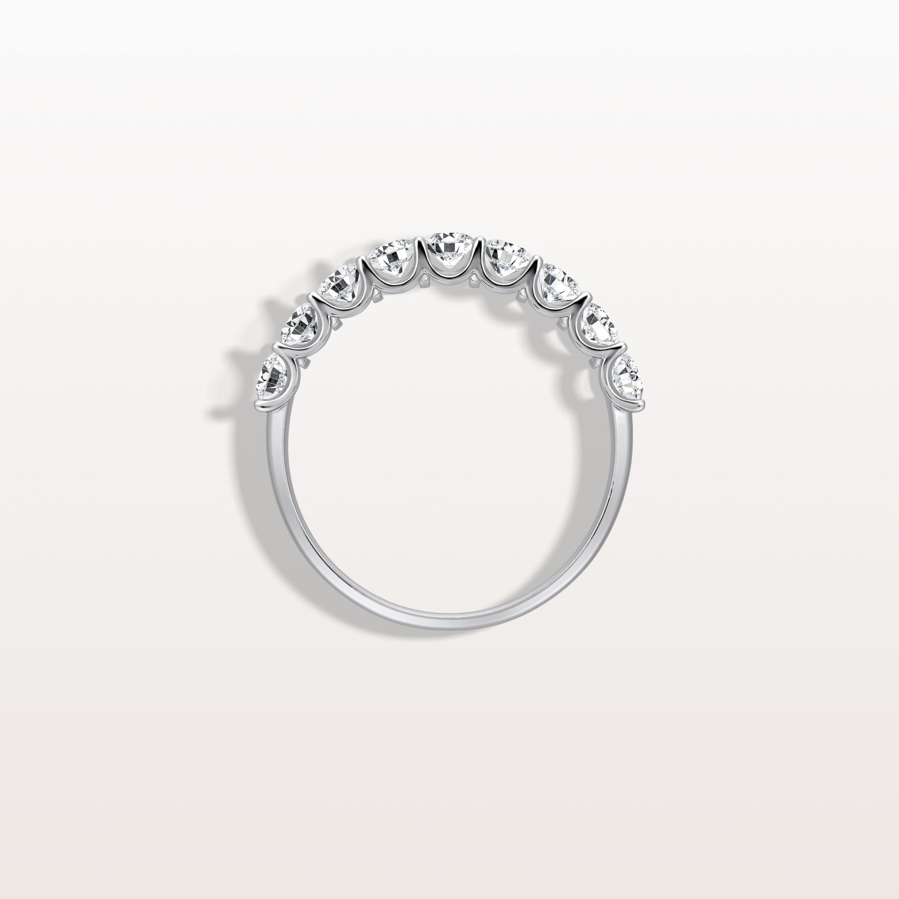 0.99CTW Lab Diamond U Prong Half Eternity Ring in 14K Solid Gold/Platinum - Rings