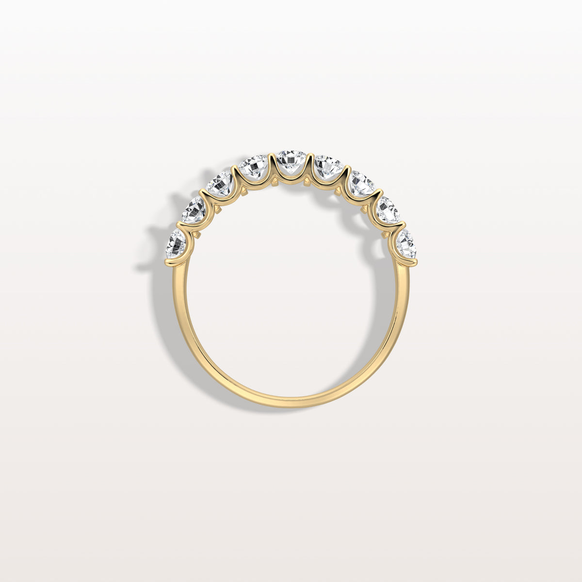 0.99CTW Lab Diamond U Prong Half Eternity Ring in 14K Solid Gold/Platinum - Rings