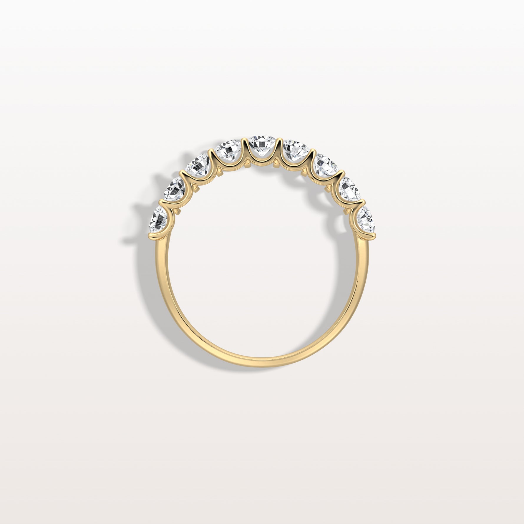 0.99CTW Lab Diamond U Prong Half Eternity Ring in 14K Solid Gold/Platinum - Rings