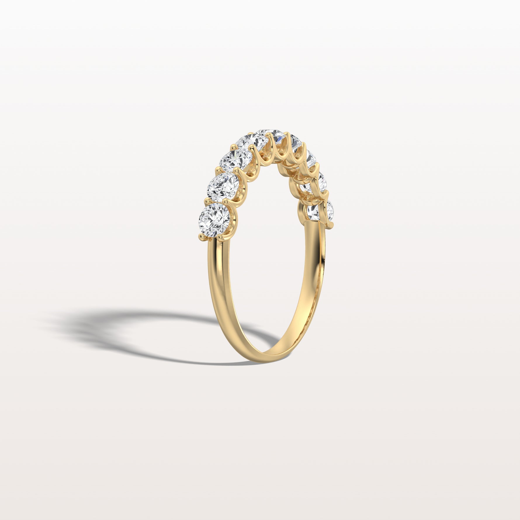 0.99CTW Lab Diamond U Prong Half Eternity Ring in 14K Solid Gold/Platinum - Rings