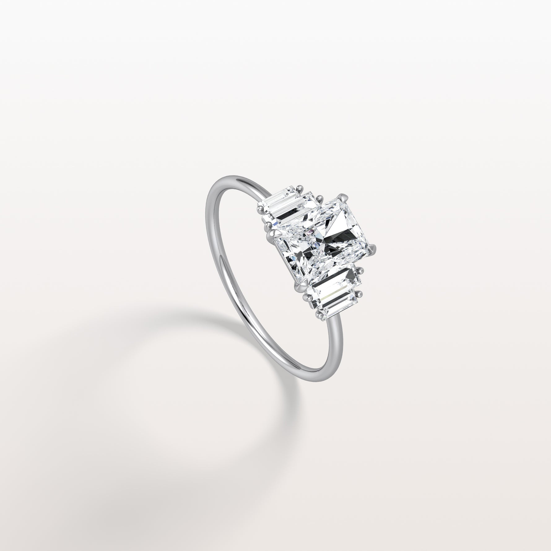 1CT Radiant Lab Diamond Engagement Ring In 14K Solid Gold/Platinum - Rings