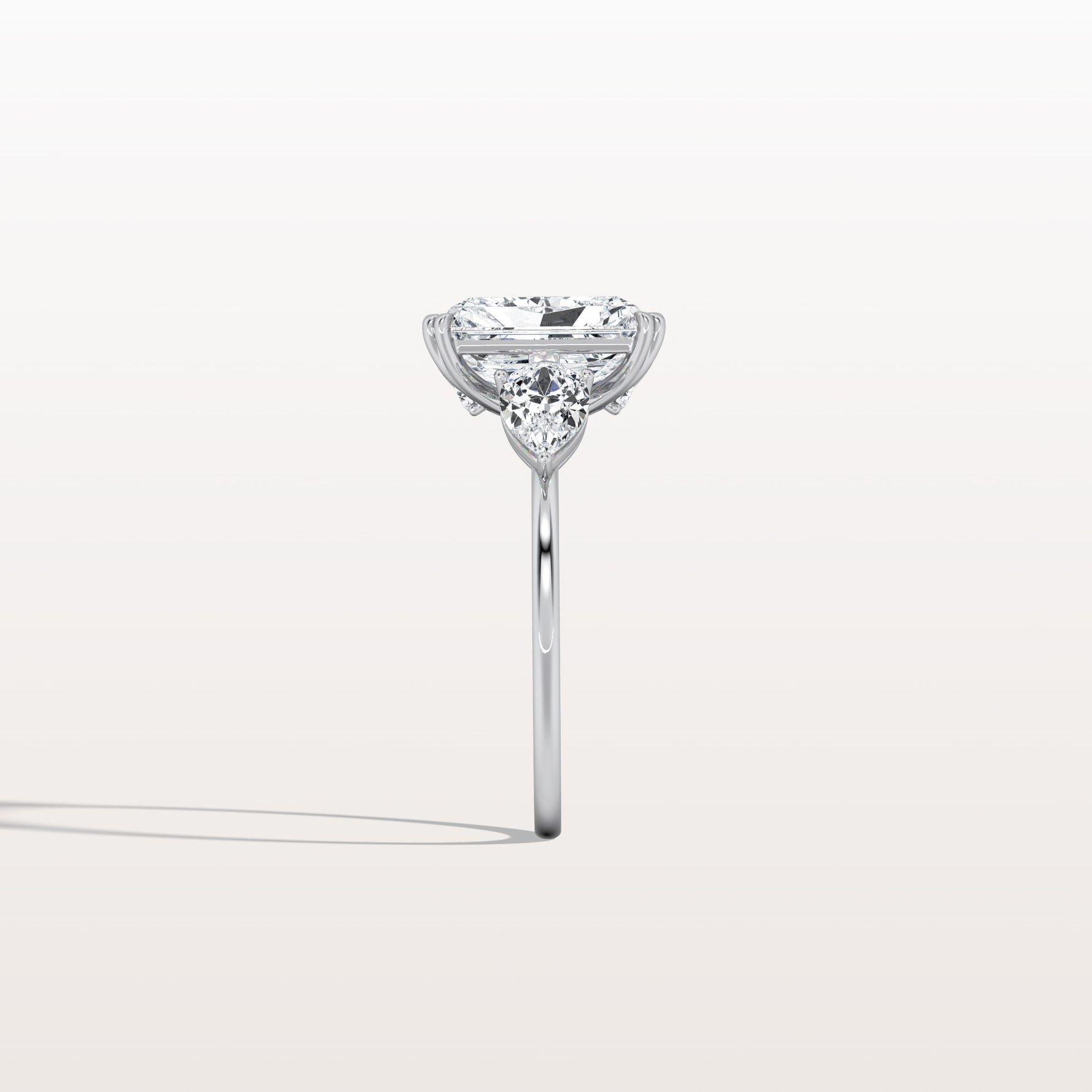 3CT Radiant Cut Lab Diamond Three Stone Engagement Ring In 14K Solid Gold/Platinum - Rings