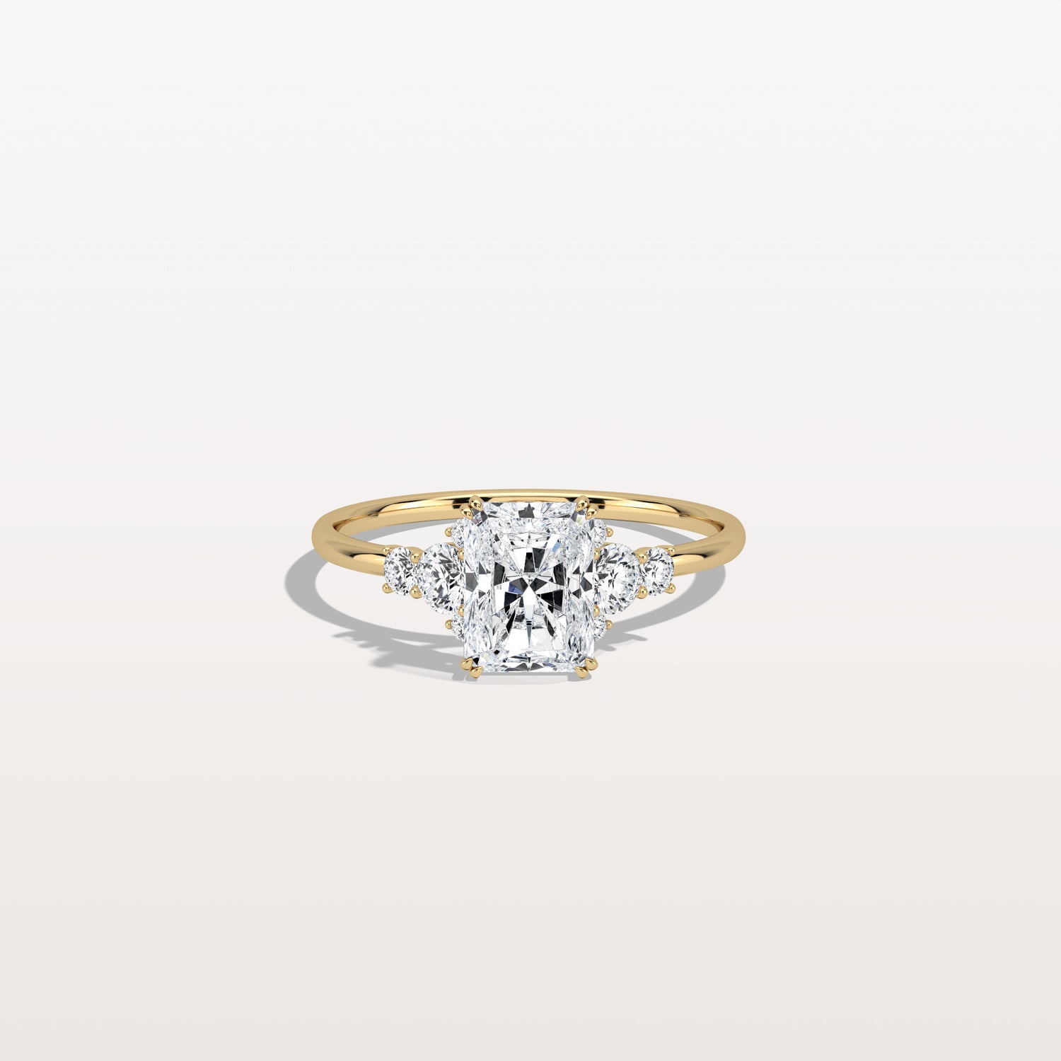 1CT Radiant Cut Lab Diamond Side Stone Engagement Ring - Rings